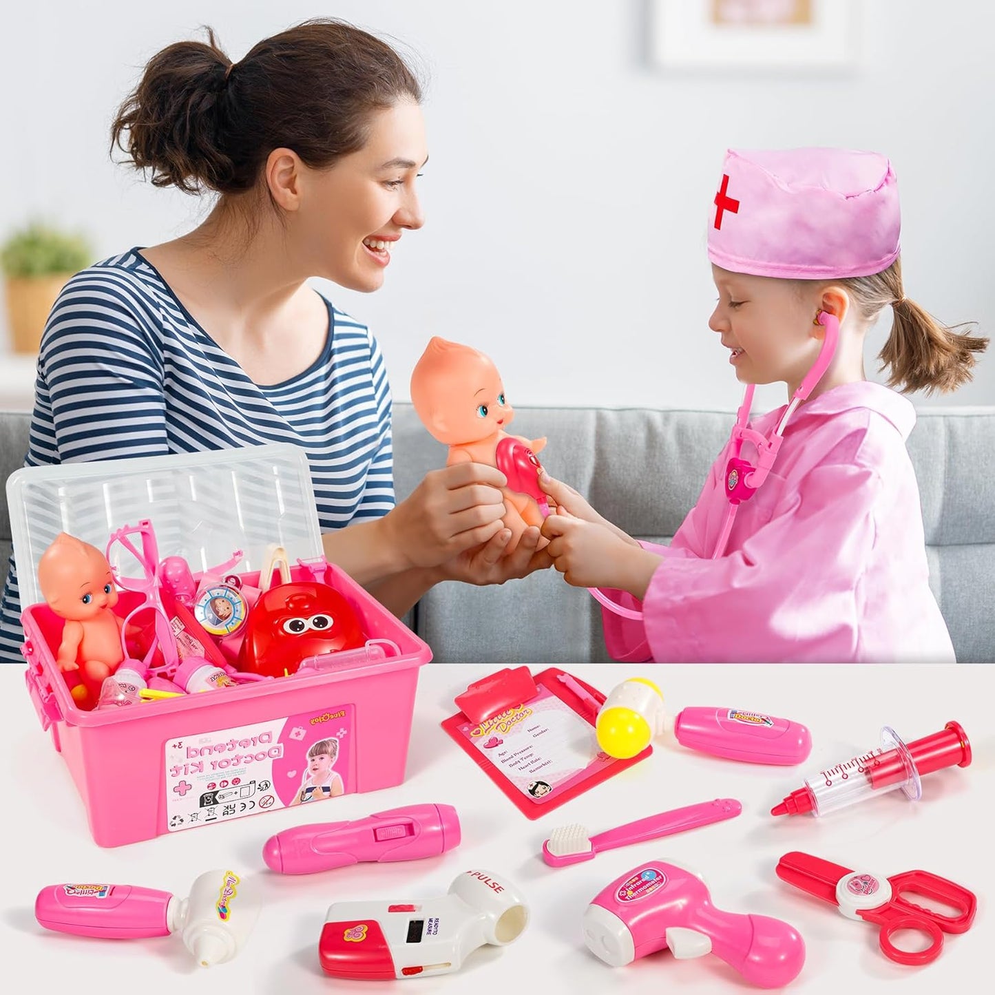 34-teiliges Arztkoffer-Set mit Kittel