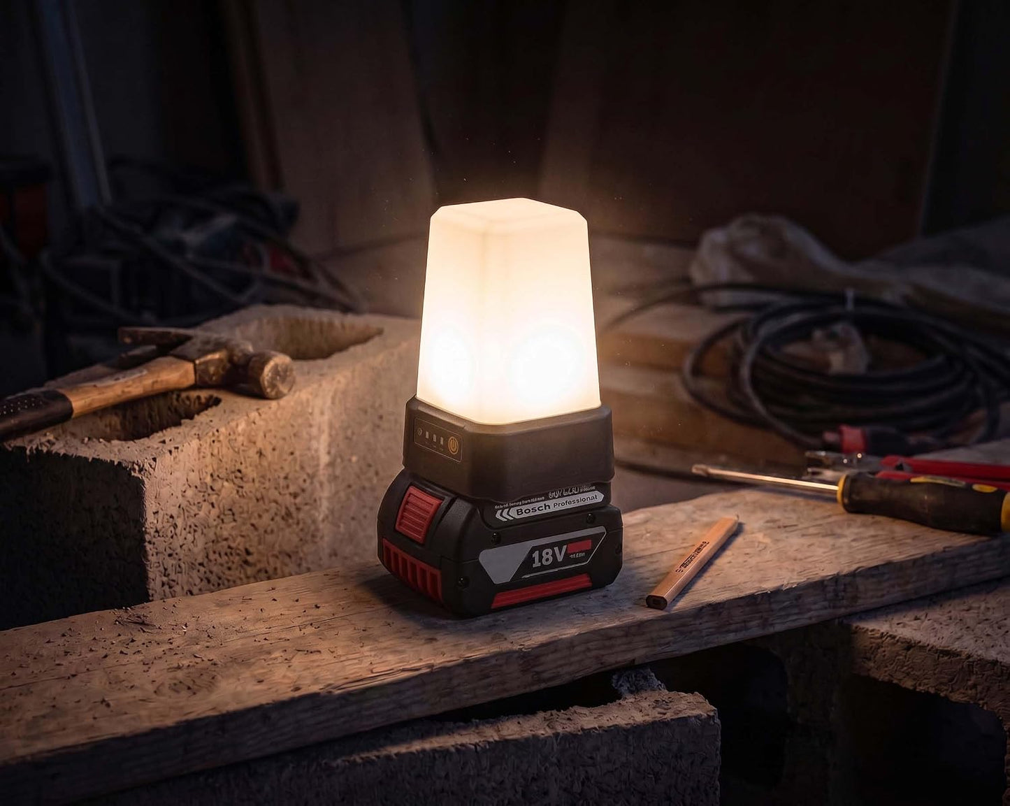LED-Arbeitsleuchte mit 180° klappbarem Bosch-Adapter, 180° Klappbar Bosch-adapter