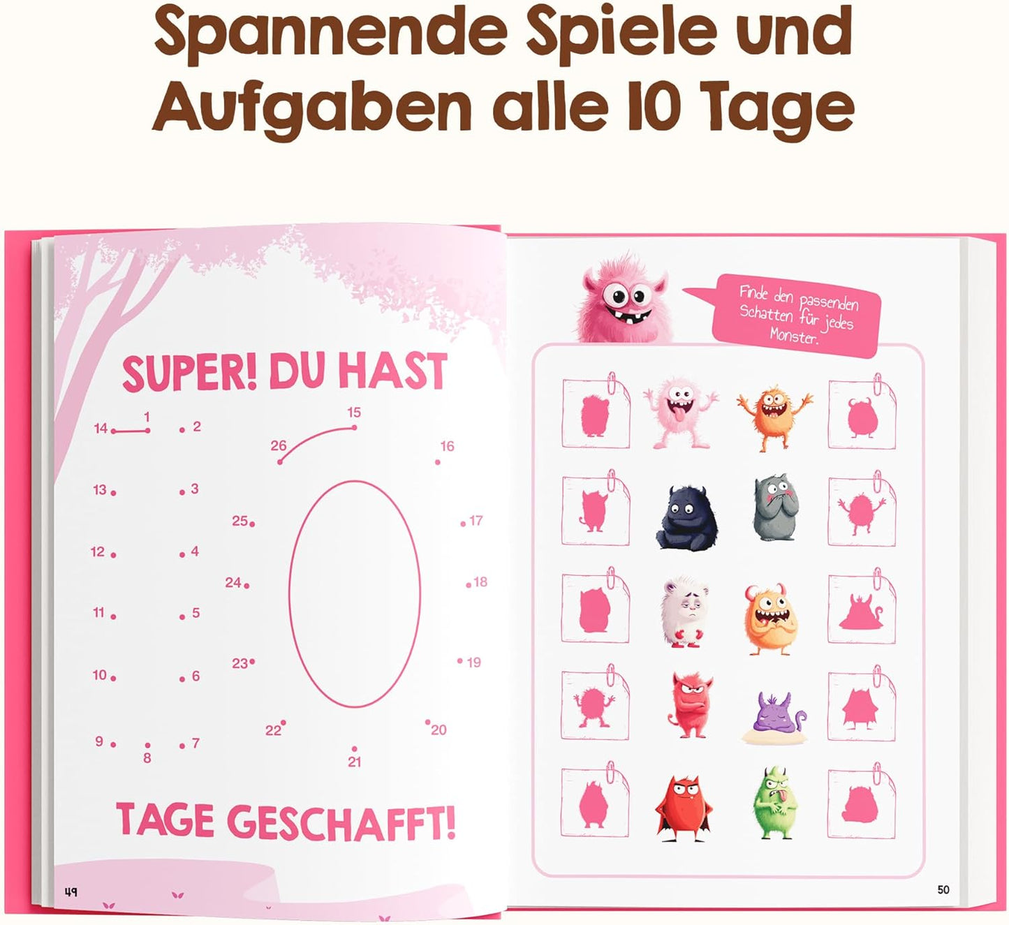 Gefühlstagebuch für Kinder mit Spielen, Pink