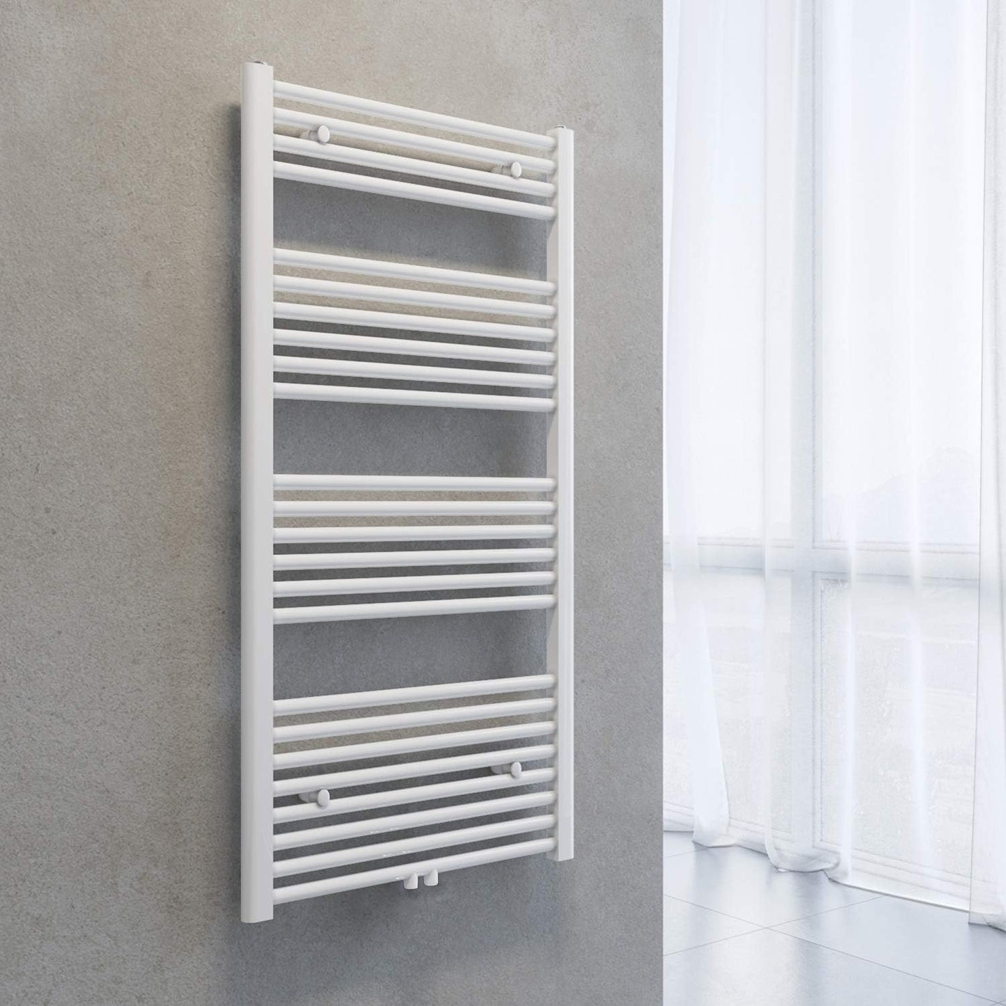 Handtuchheizkörper mit Mittelanschluss, 60 x 120 cm, Weiß 60x120cm