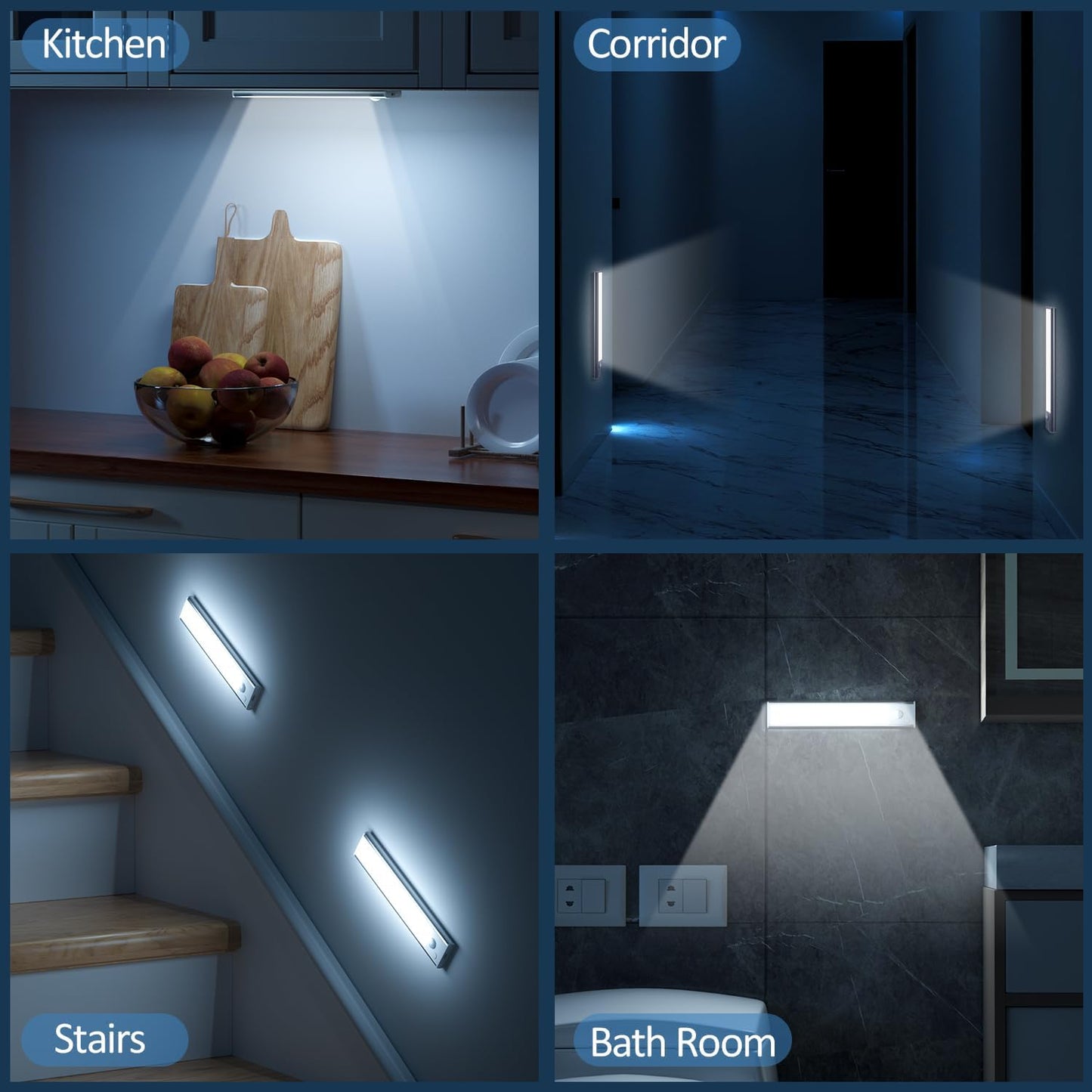 Kabellose LED-Unterbauleuchten mit Bewegungsmelder (5 Stück), 20CM-5 Stück Weiss