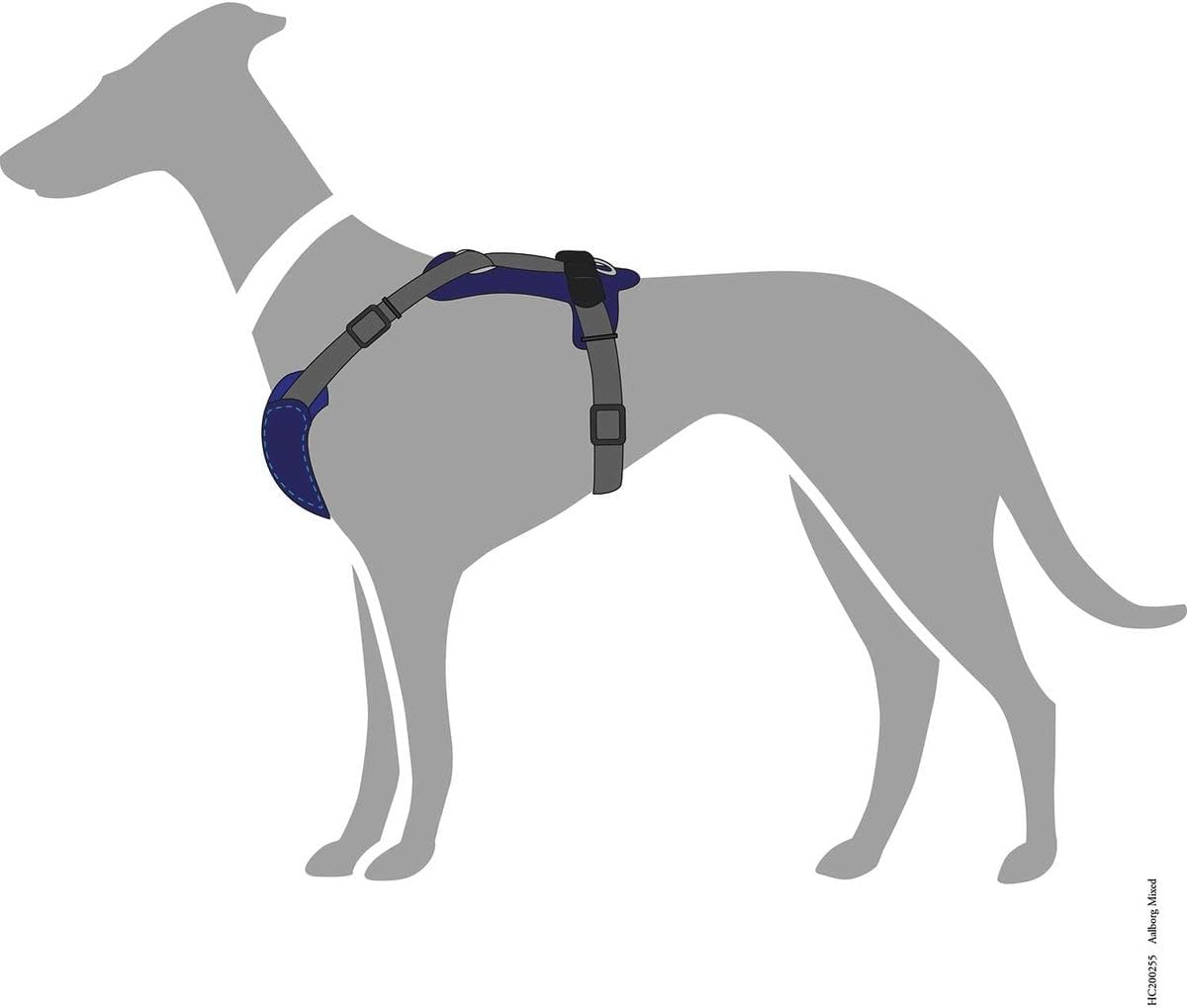 Aalborg Mixed Hundegeschirr, dunkelblau/grau / M