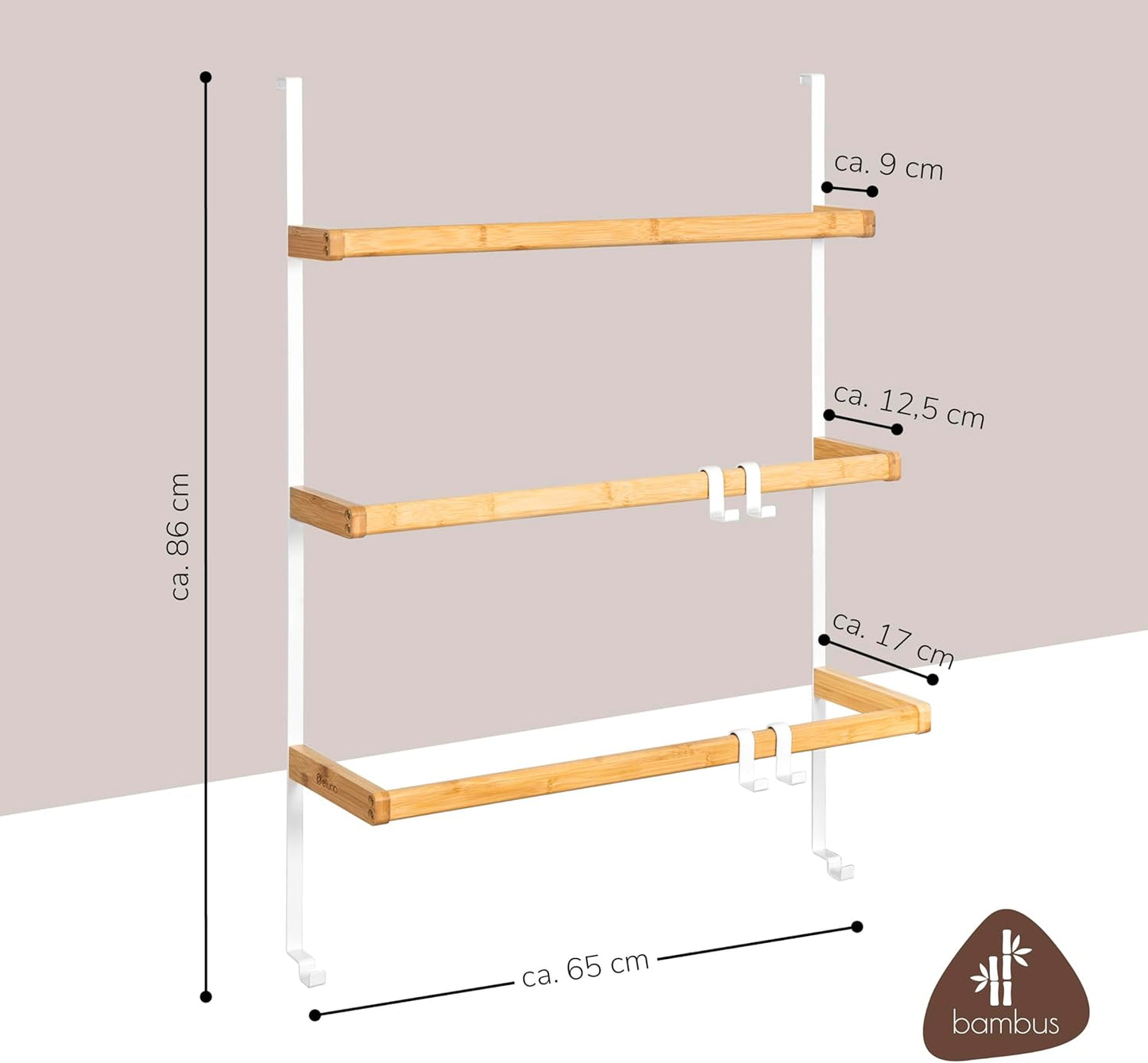 Tür-Handtuchhalter und Haken, Weiß