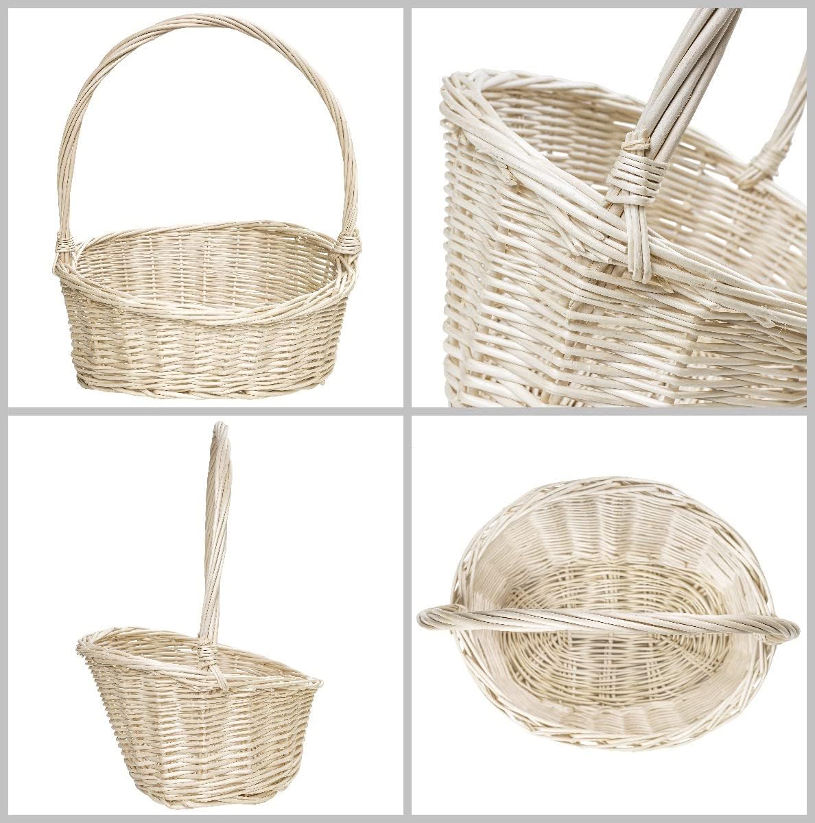 Ovaler Geschenkkorb aus Weide mit Henkel, 37 x 30 x 37 cm
