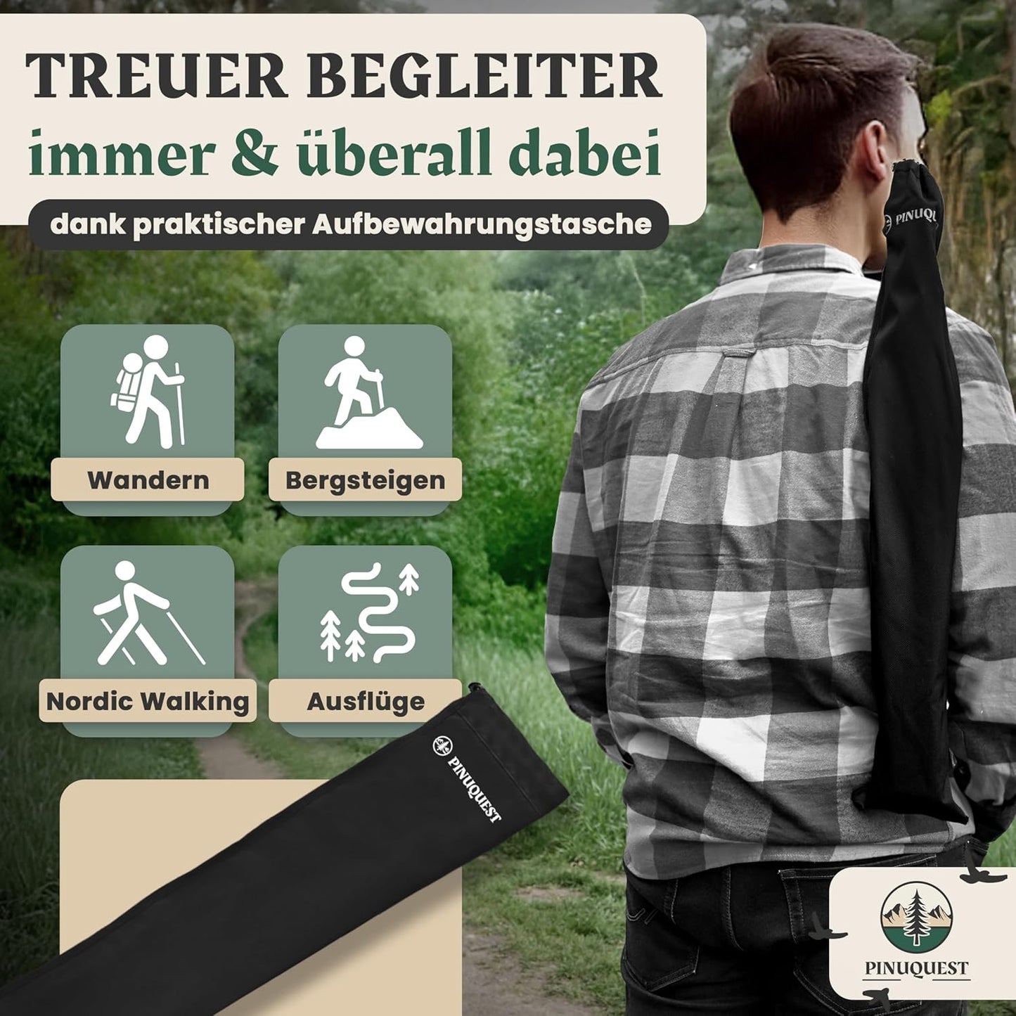 2 x Teleskop-Wanderstöcke, Aluminium - Schwarz
