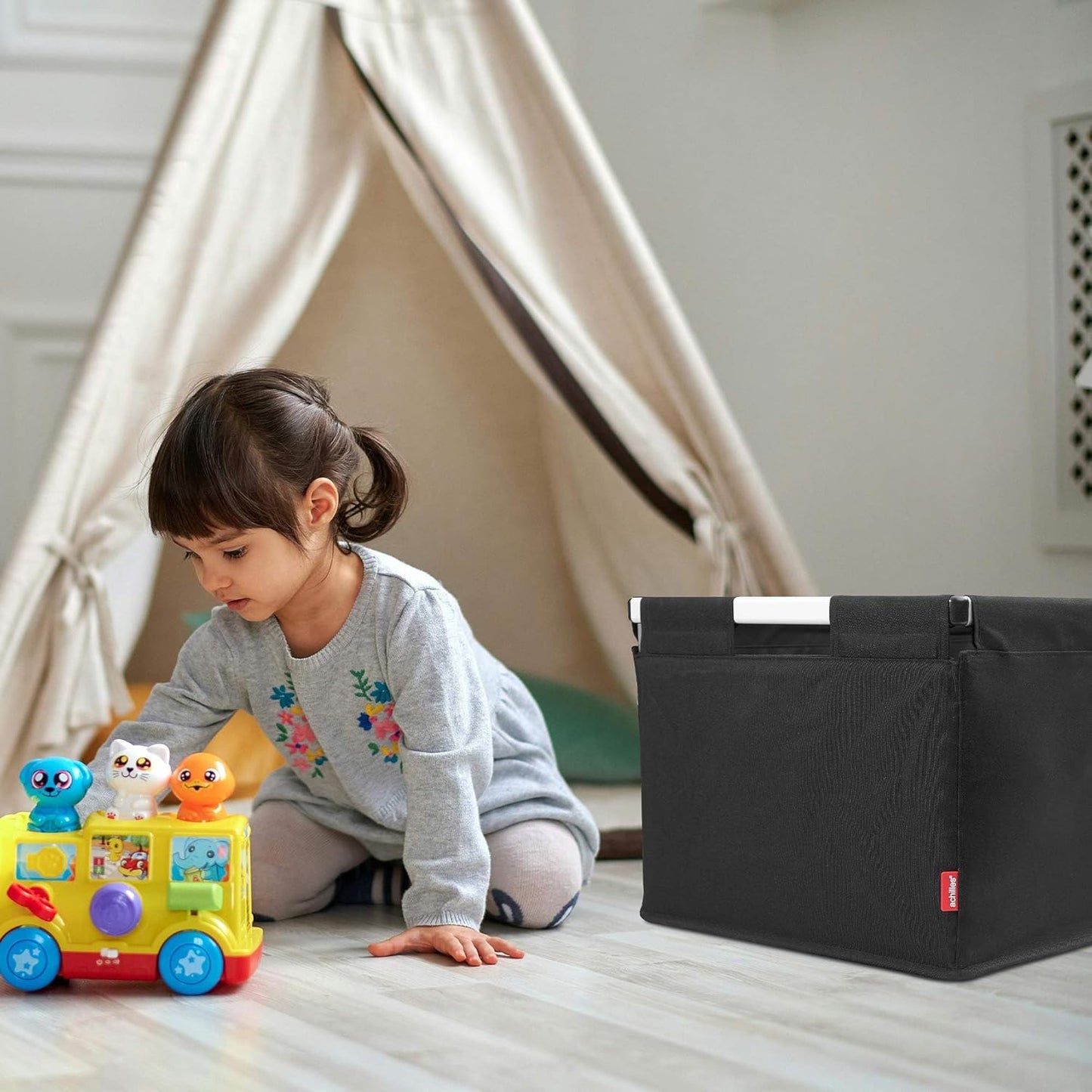 Faltbare Transportbox mit Alurahmen, Schwarz