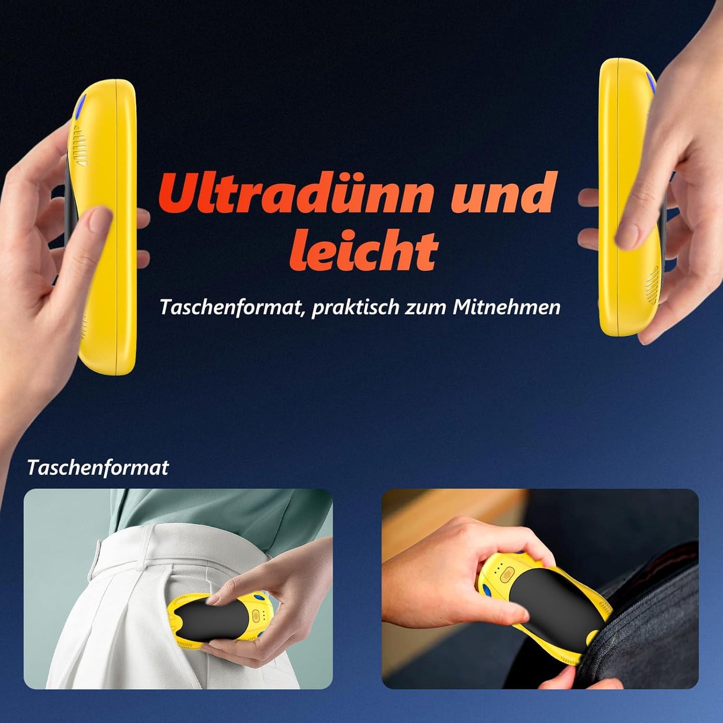 Elektrische Handwärmer im 2er-Set, wiederverwendbar, C-Gelb+schwarz