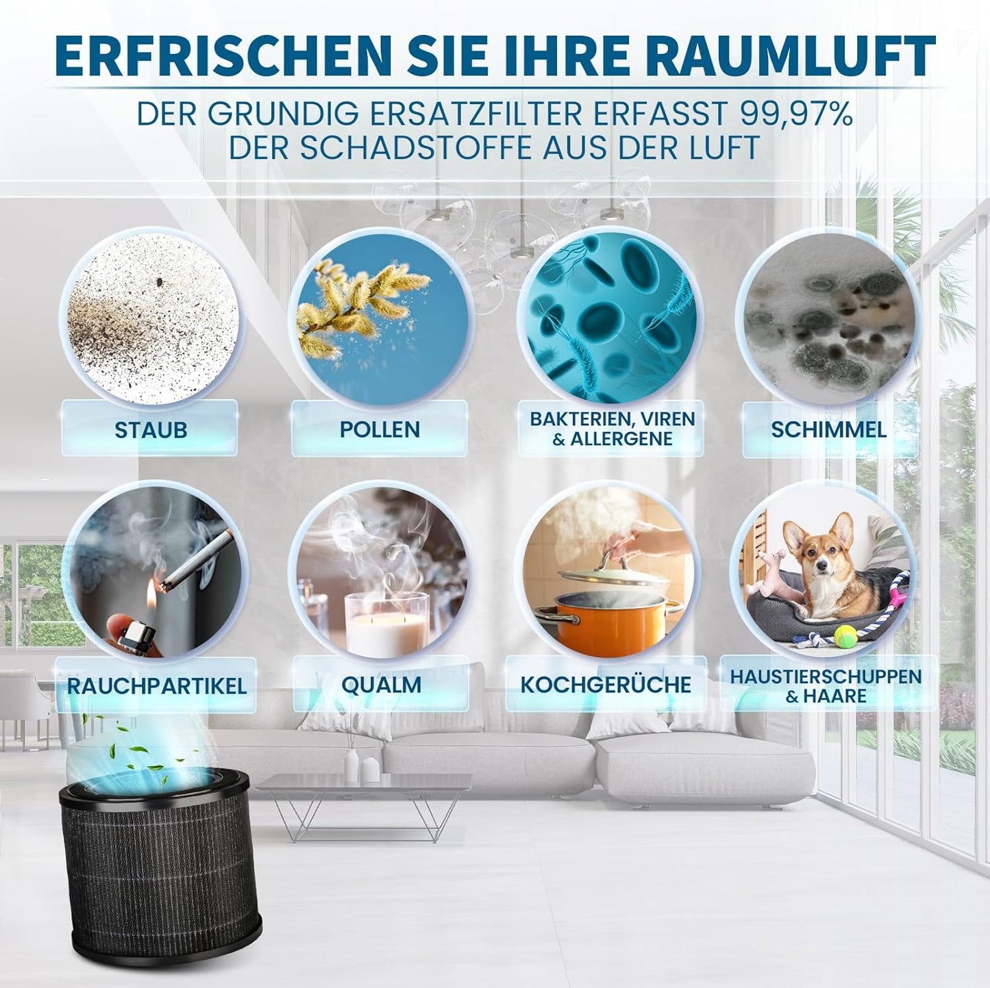 H13 Hepa Ersatzfilter, 2 Ersatzfilter