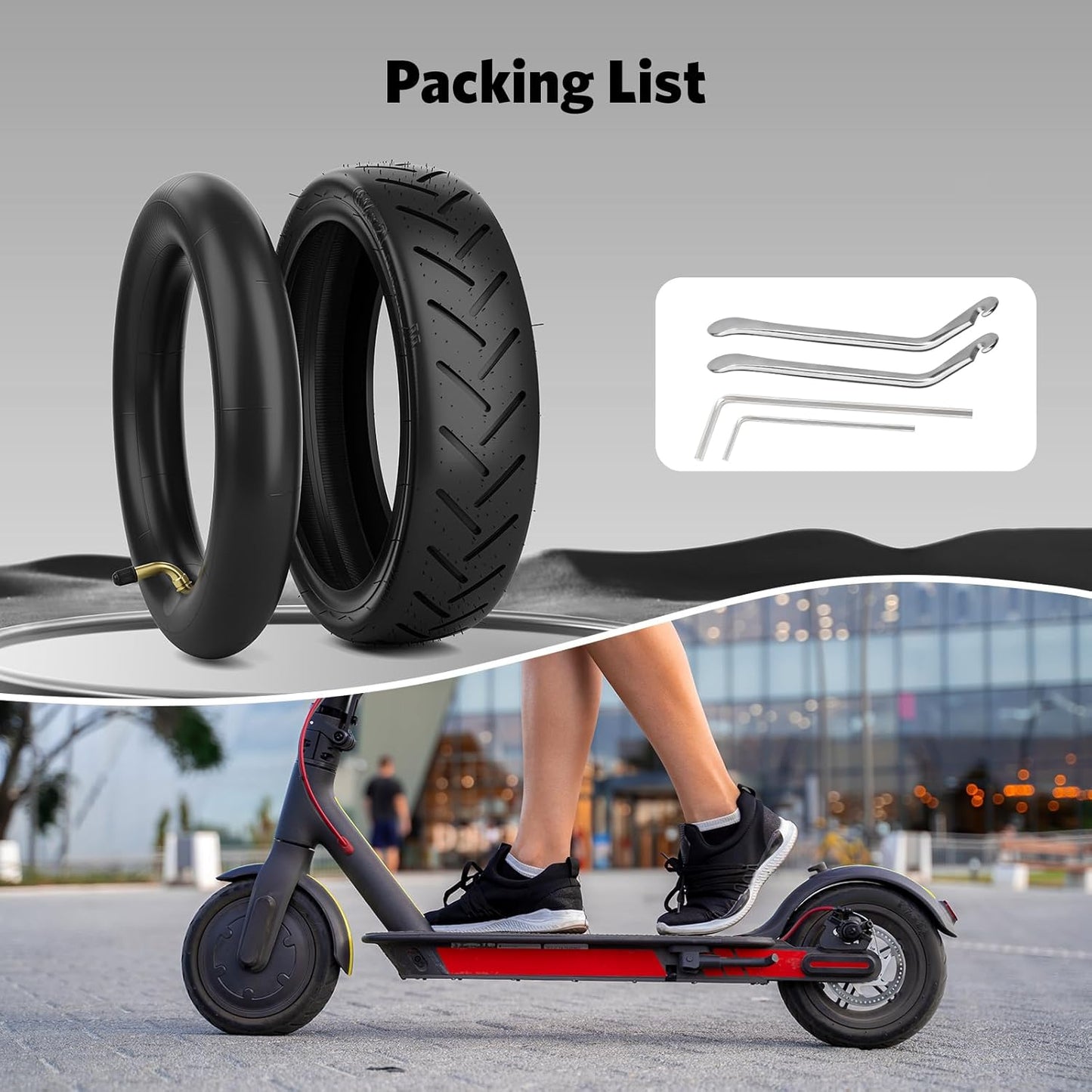 E-Scooter Reifen-Set für Xiaomi M365, Innen &Aussen 4(Gebogene Luftdüse)