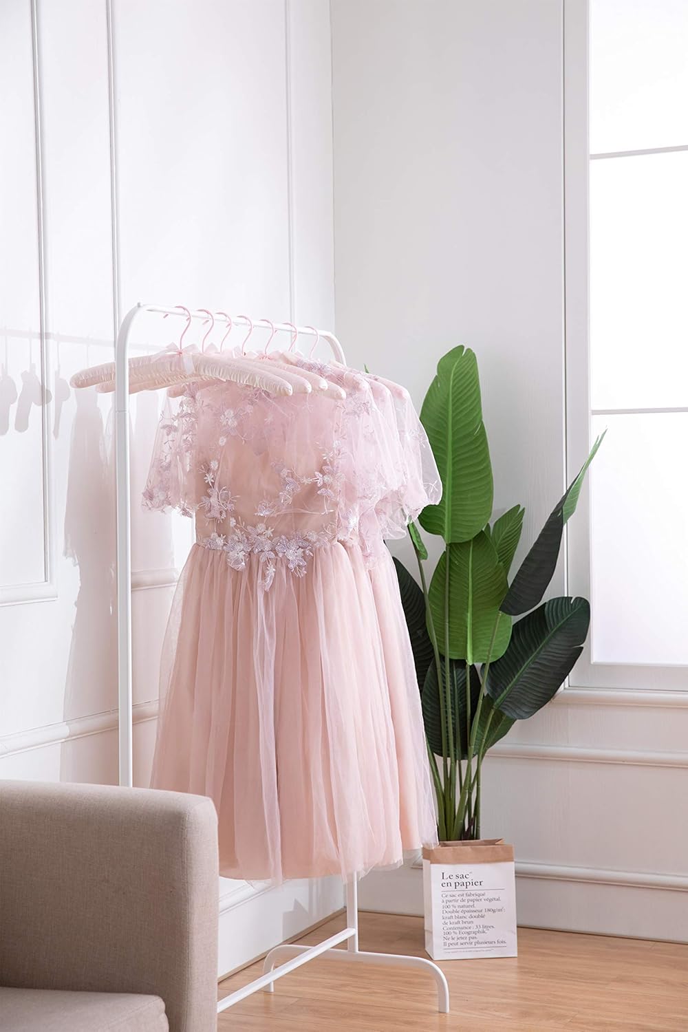 5er-Set Satin-Kleiderbügel, Pink 5