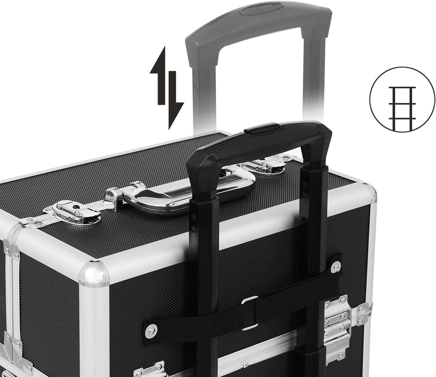 Schminkkoffer mit Trolley, Schwarz 35 x 25 x 69,8 cm