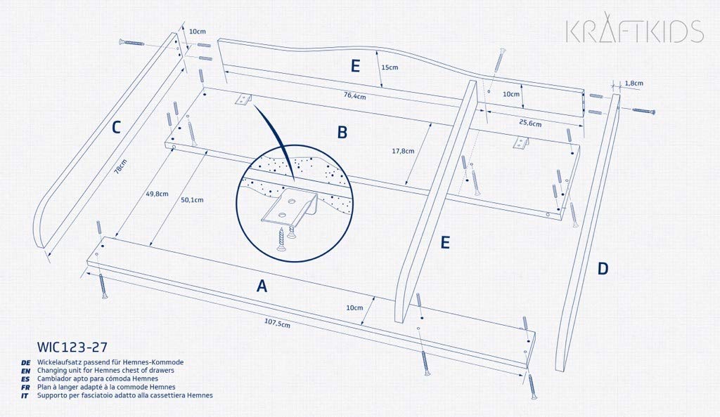 Wickelaufsatz für HEMNES XXL mit Trennfach