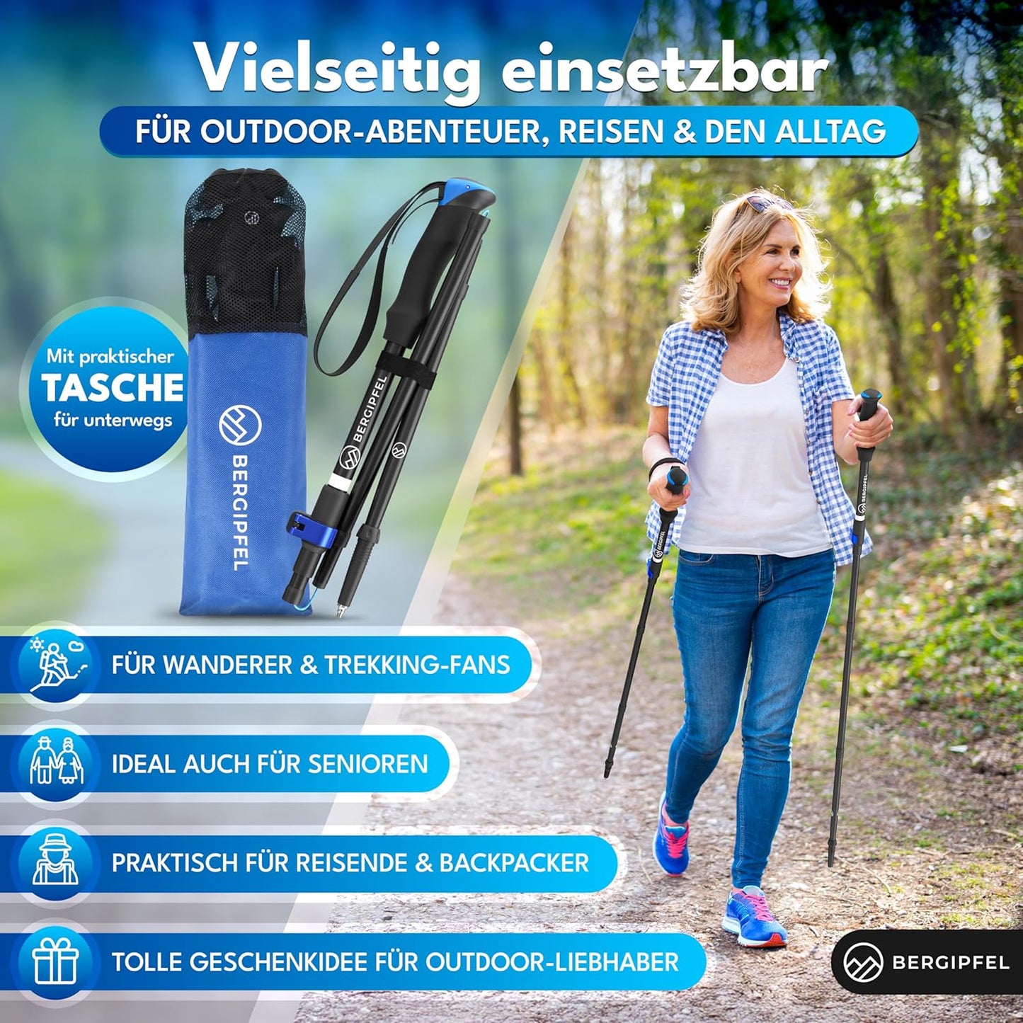 Teleskop-Wanderstöcke faltbar