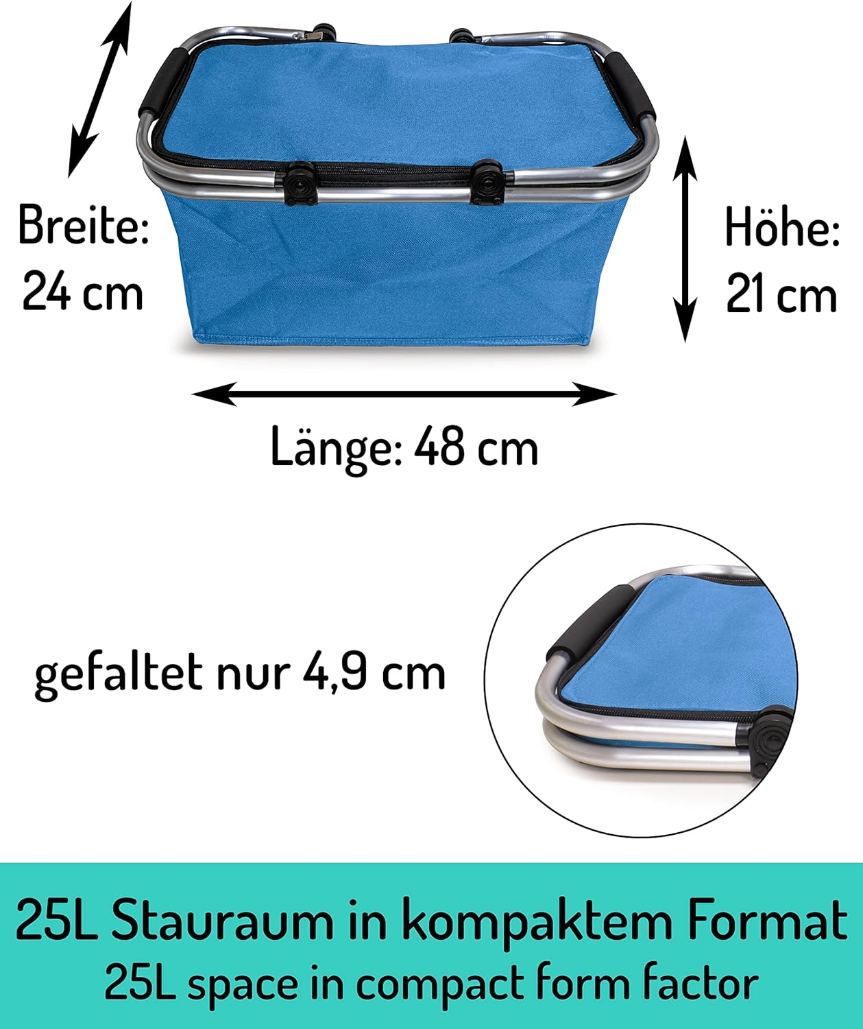 Faltbarer Isolierkorb 25L (4er-Set), Thermo - 4x Pack Hellblau