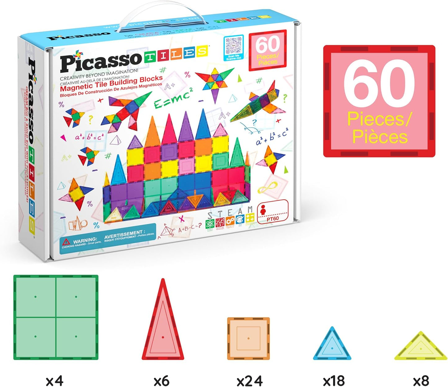 Magnetbausteine, multicolored 60-Piece
