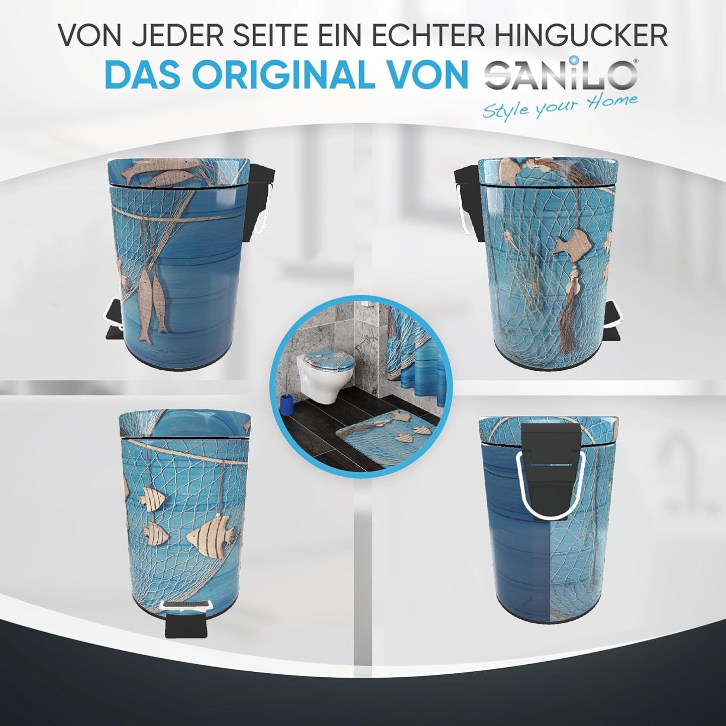 Kosmetikeimer mit Absenkautomatik, Blau