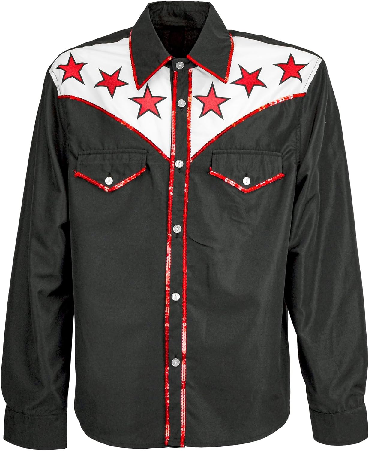 Rodeo Western Cowboy Hemd, L-XL Schwarz