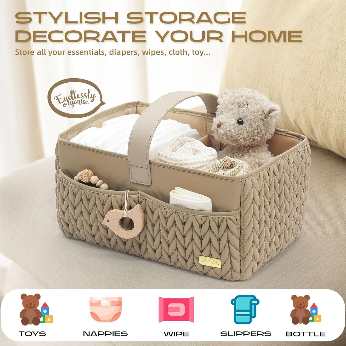 Baby-Wickelkorb, Beige
