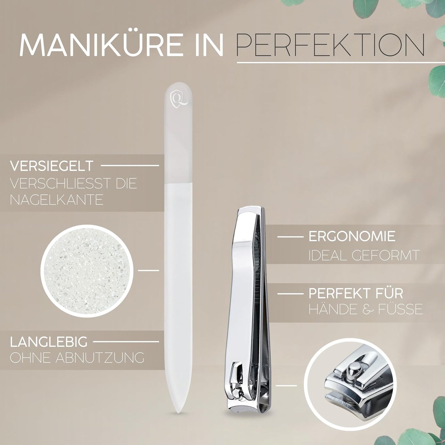 12-teiliges Maniküre-Set im Lederetui, 8. Braun