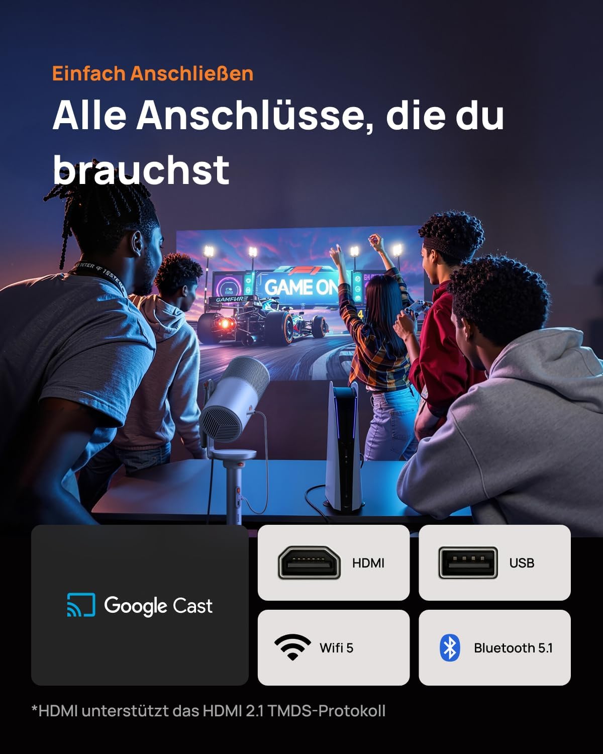 MoGo 4 Laser Handy Beamer mit Akku und 360° Ständer, MoGo 4 Laser