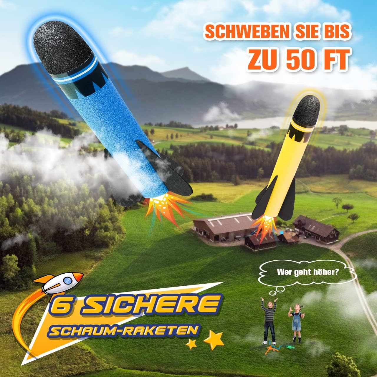 Raketen-Spielzeug für Kinder, 6 Raketen