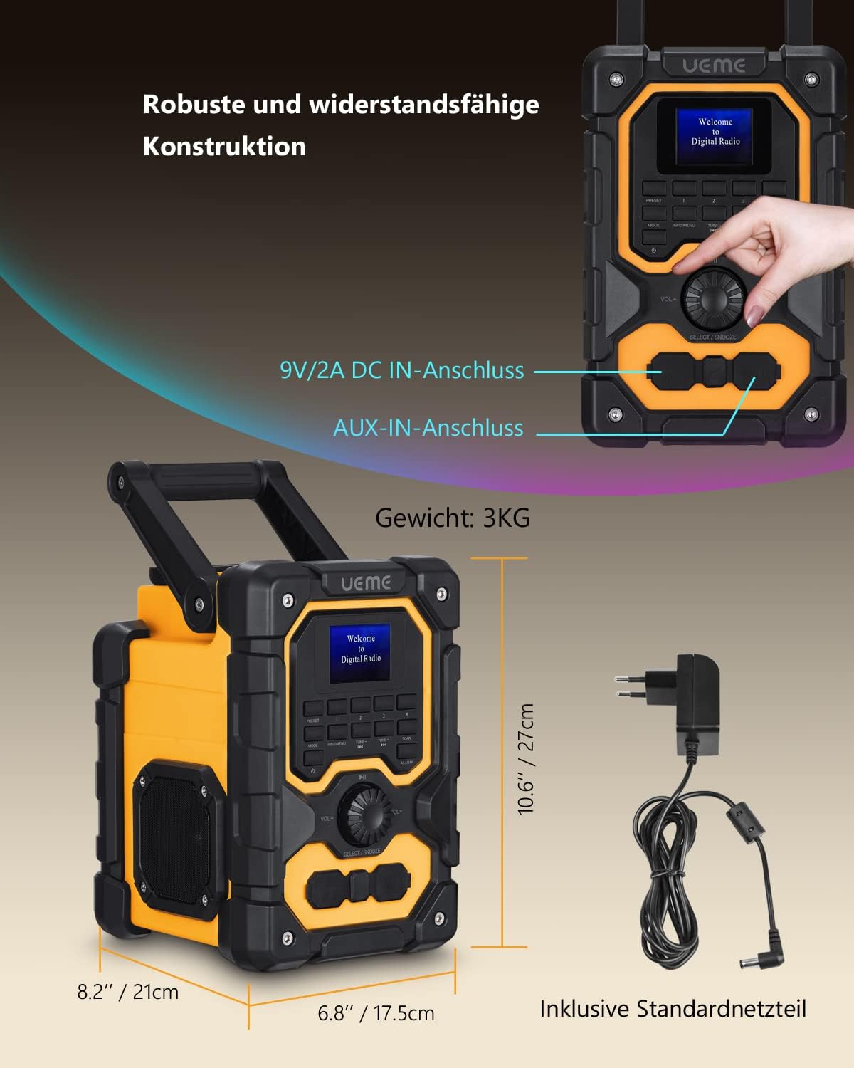 Baustellenradio DB-1005 mit DAB+ und Bluetooth