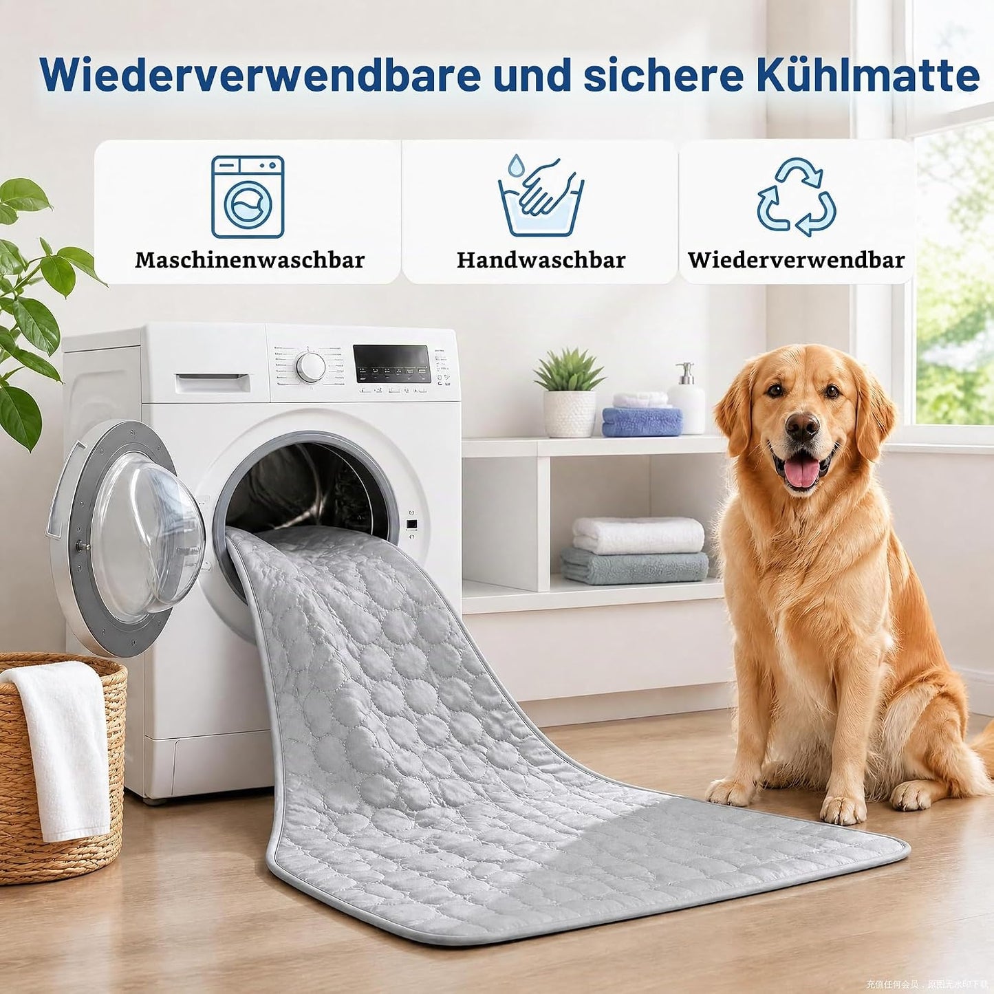 Selbstkühlende Hundematte, 100x70 cm, Grau
