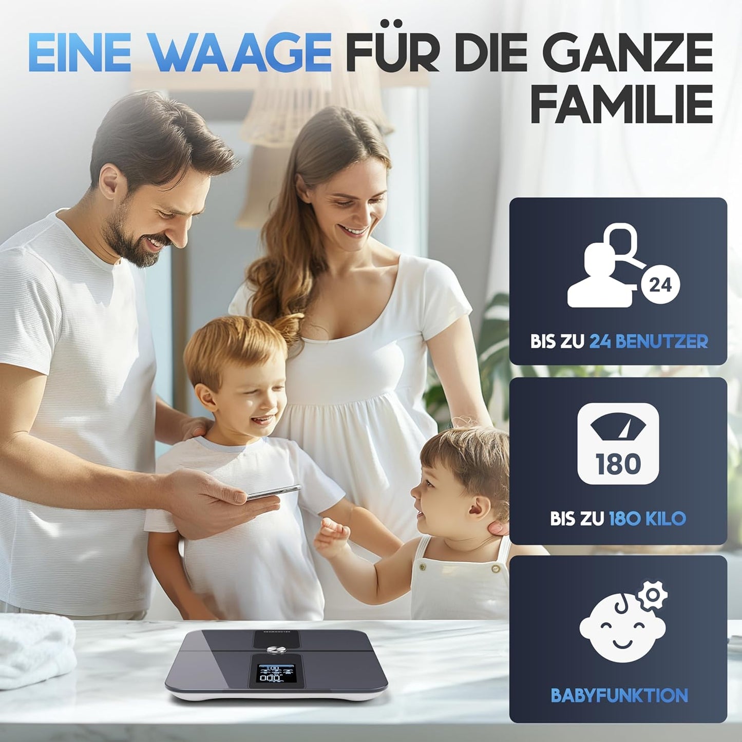 Körperanalysewaage, Dunkelblau (Design Elegance)