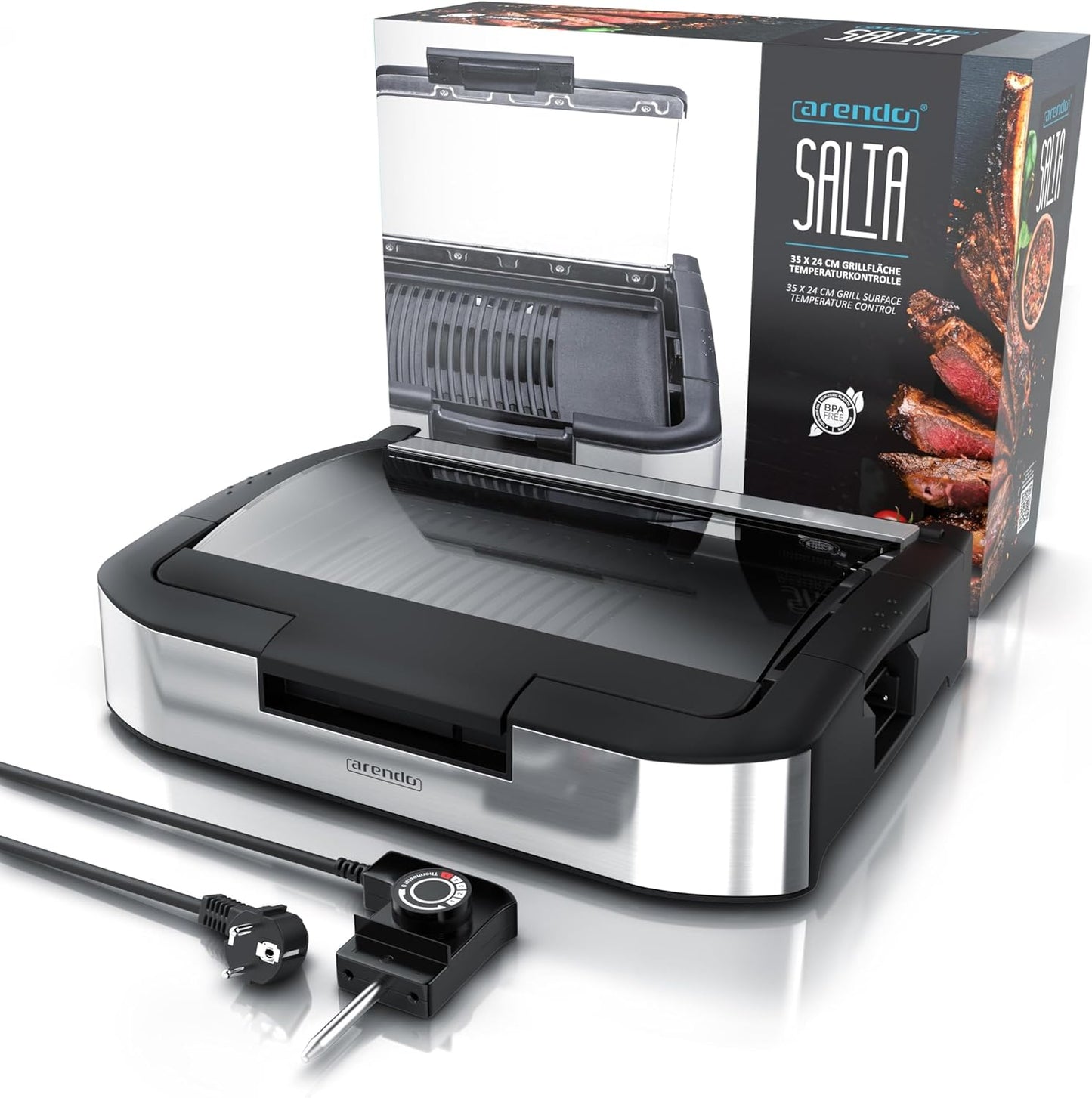 Gourmet Tischgrill - Elektrogrill mit Glasabdeckung