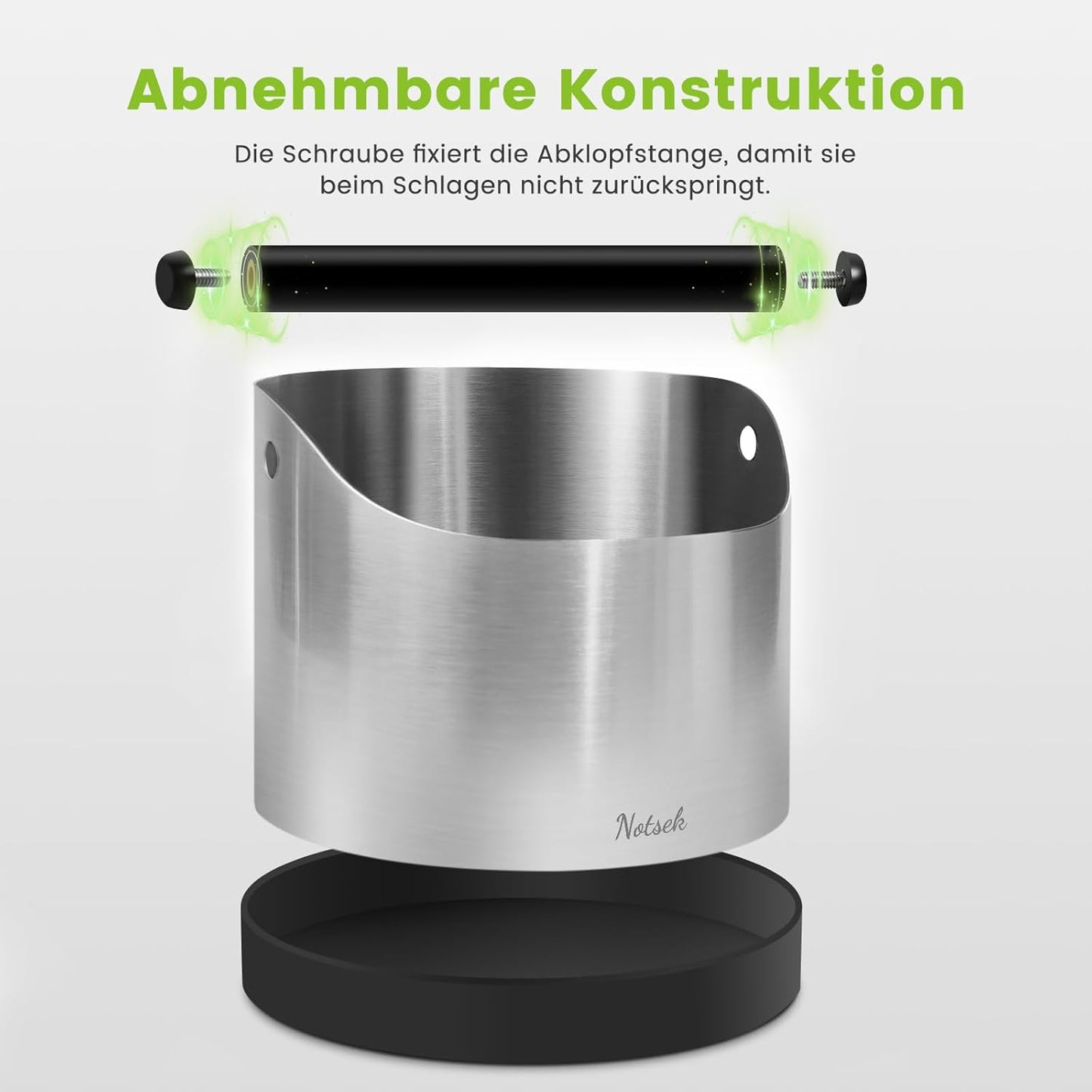 Abklopfbehälter für für Delonghi Sage Ninja Siebträgermaschinen, Silber