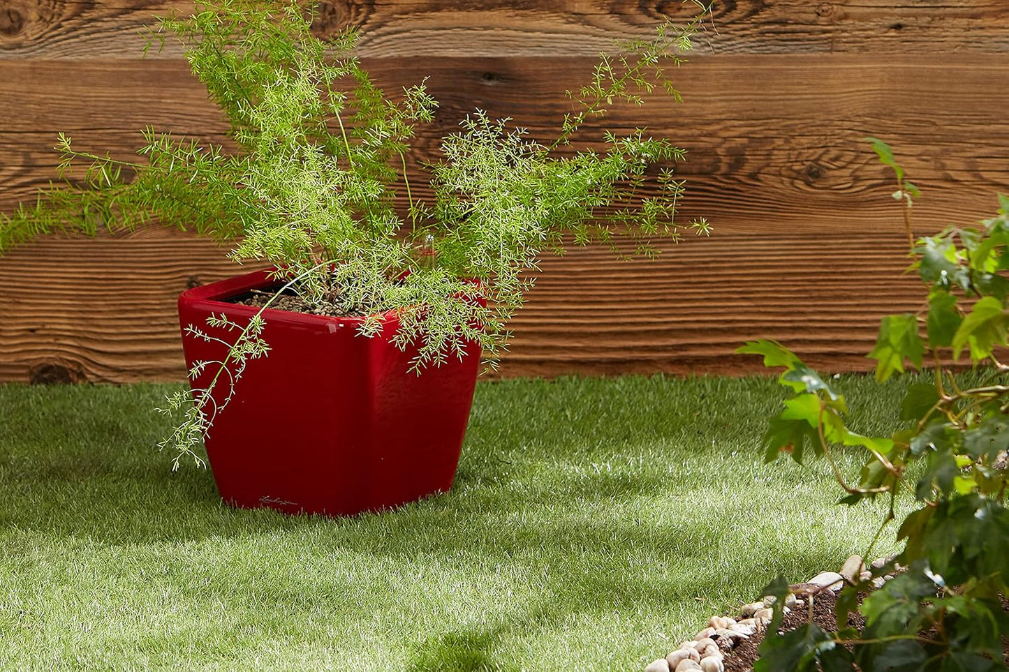 Pflanztopf Quadro Premium LS, 22.5x22.5x20.5 cm Scarlet Rot Hochglanz