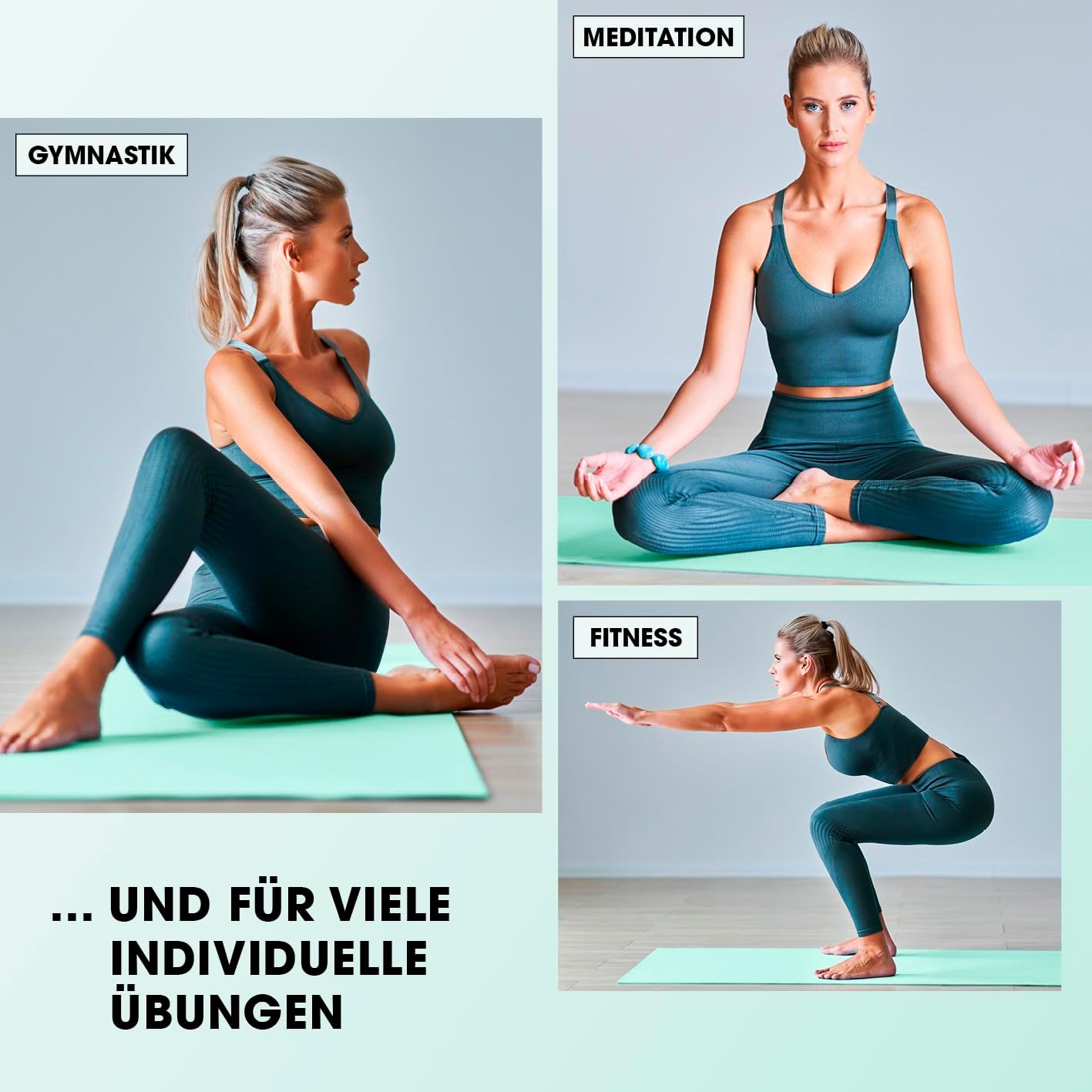 Fitnessmatte rutschfest (183x61cm, 1cm dick), 183 x 61 x 1 cm türkis