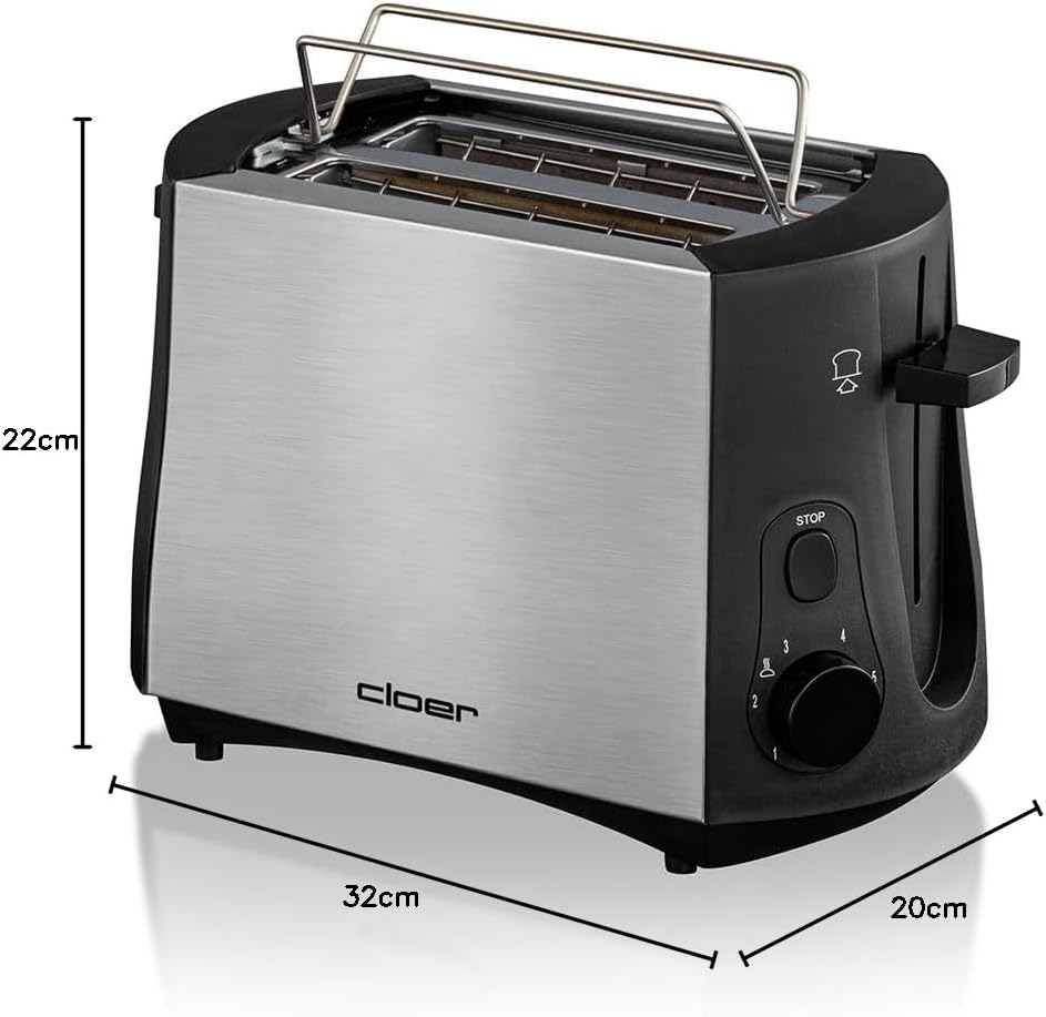 Toaster 3419, Edelstahlgehäuse 2 Scheiben Single