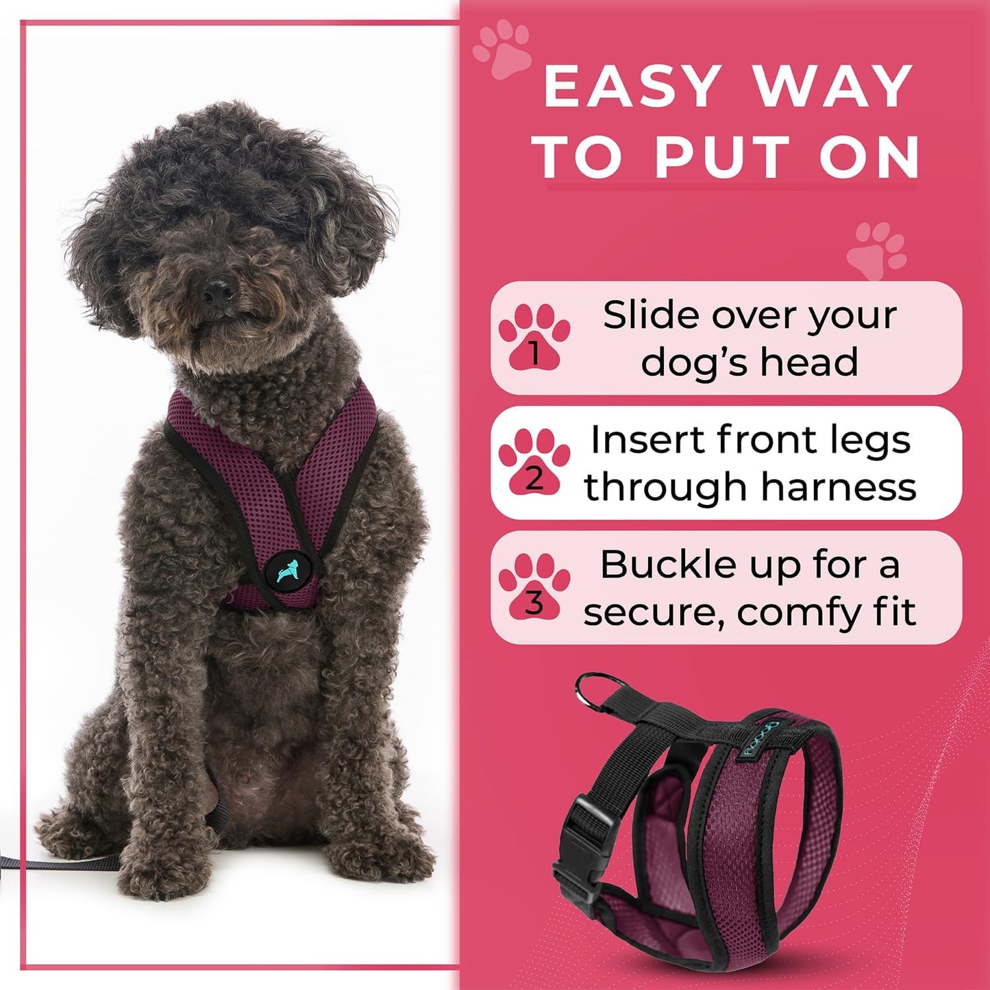 Comfort X Hundegeschirr, Small chest (9-13") violett