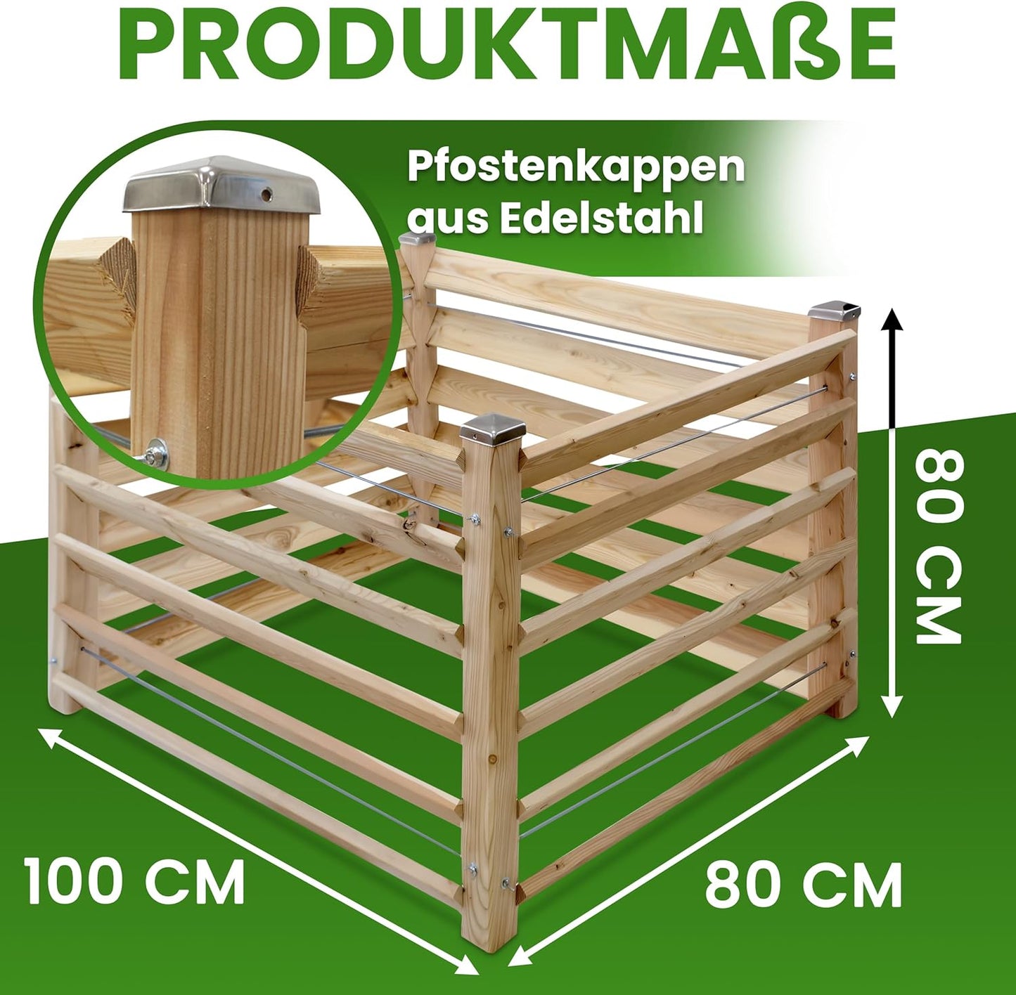 Holzkomposter Stecksystem 80x100 cm, ca. 80x100 cm, Höhe 80 cm