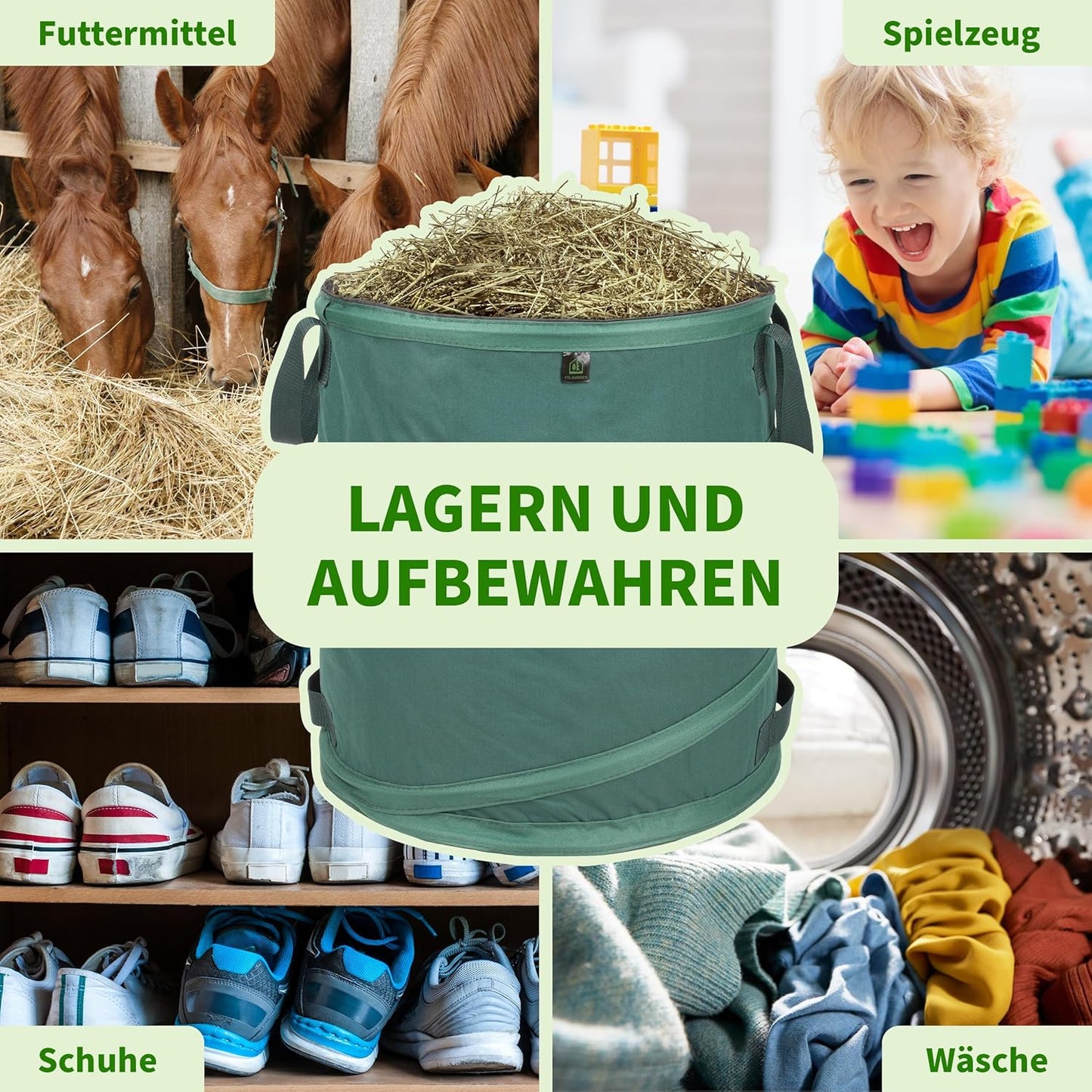 2-teiliges Pop-up Gartensack-Set, 85L Premium 2x