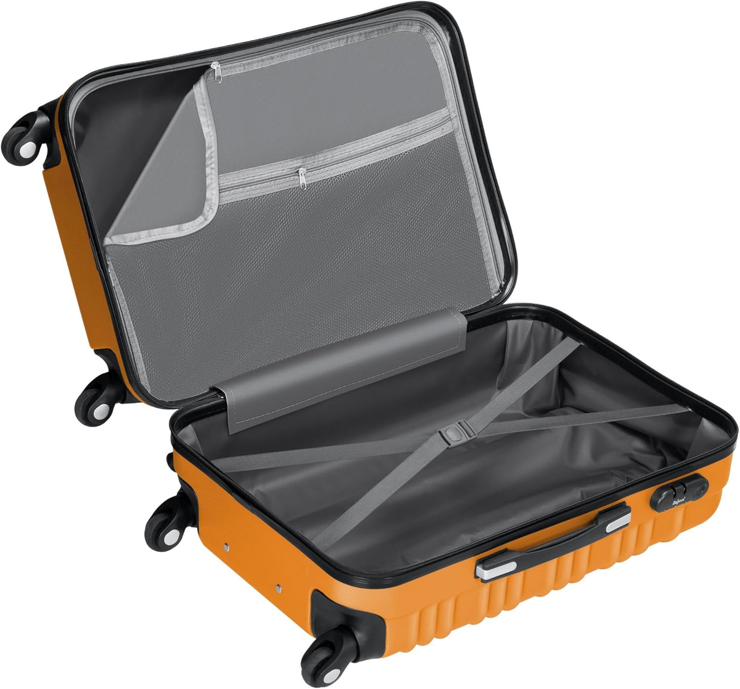 4-teiliges Hartschalenkoffer Set mit Zahlenschloss, Orange
