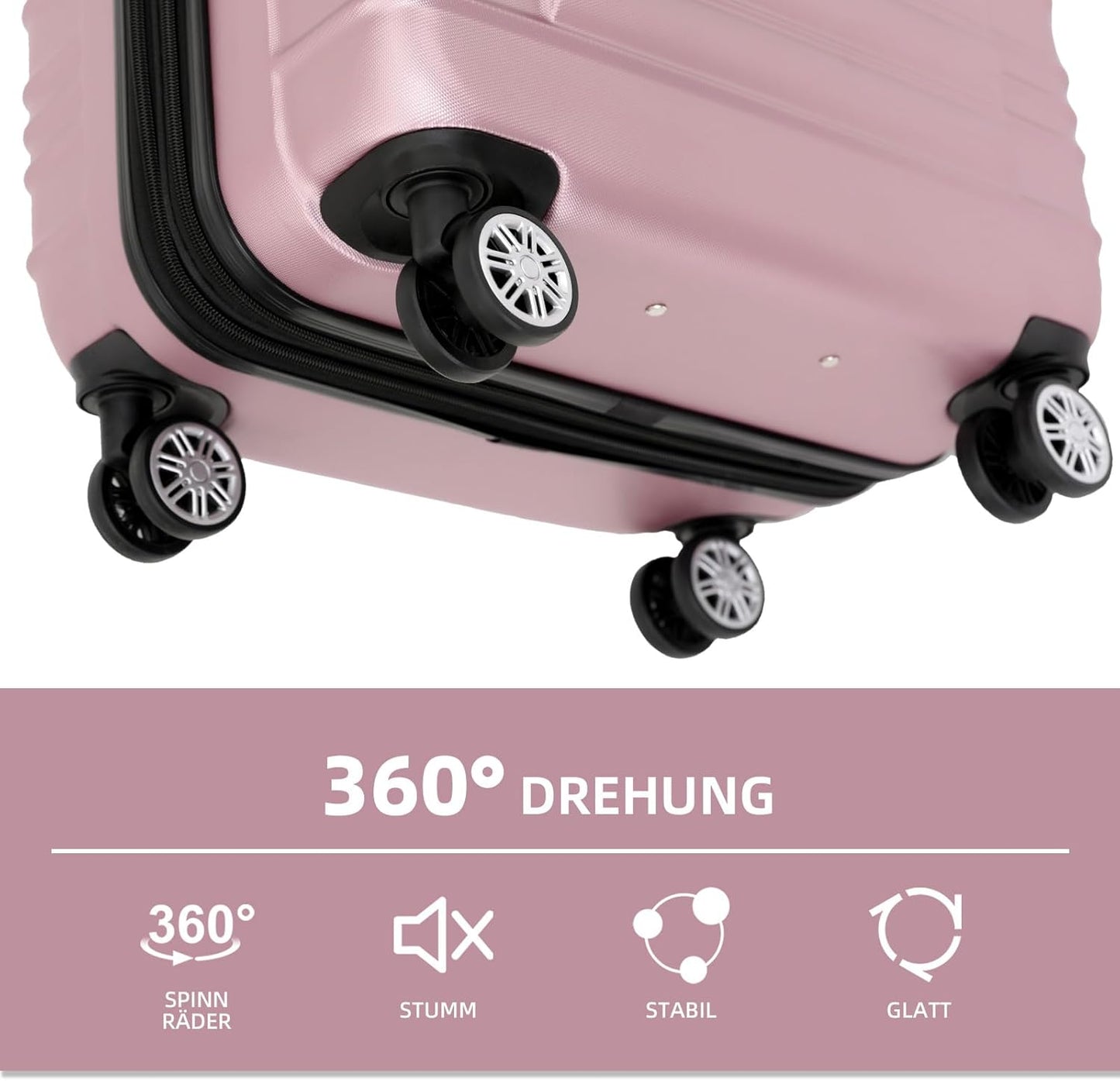 2088 Zwillingsrollen Hartschalenkoffer, erweiterbar, Rosa L