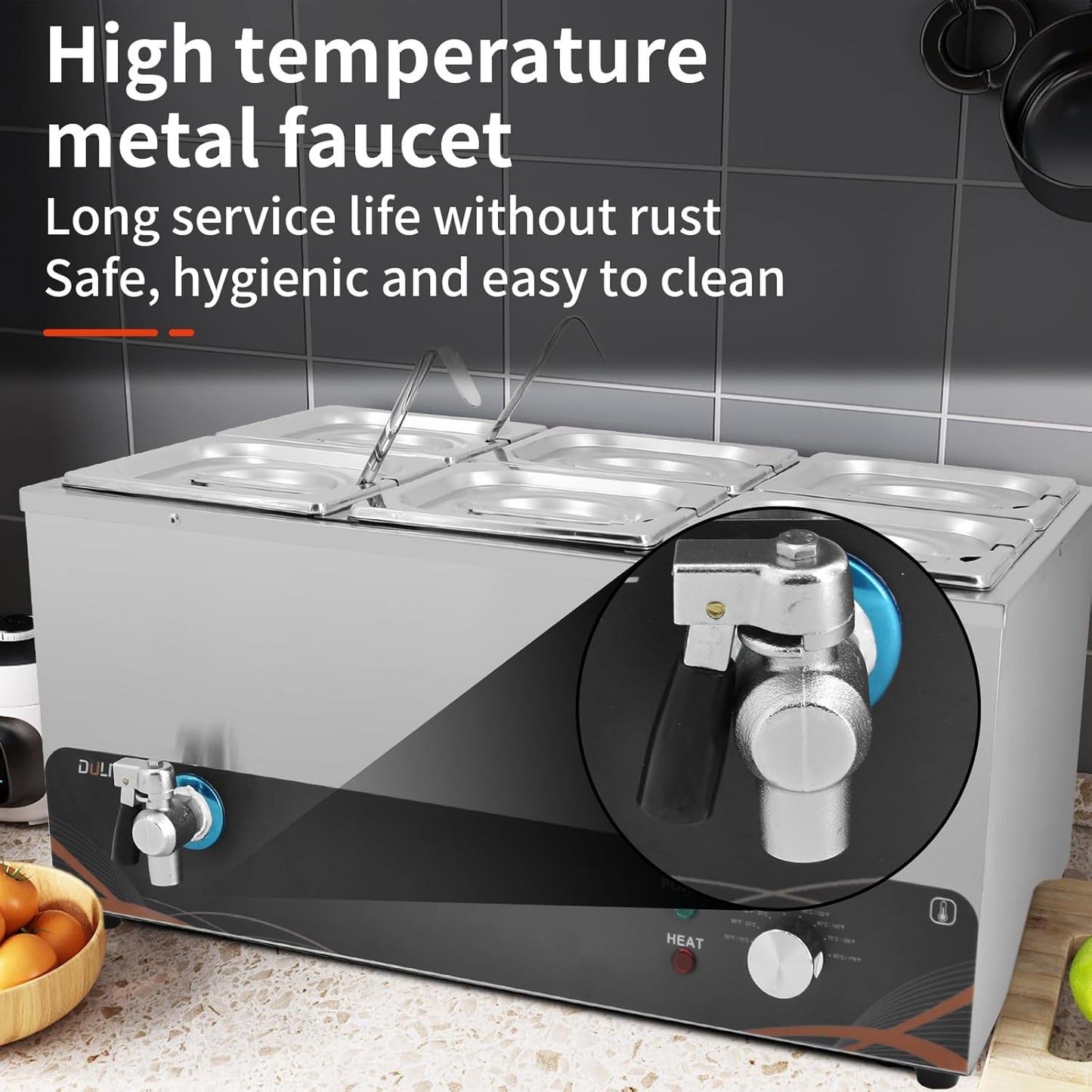 Bain Marie Speisewärmer mit sechs 1/6 GN Speisewannen, 6-Pan