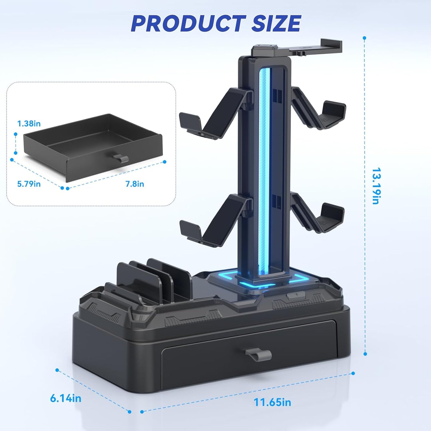 Gaming Kopfhörer-Ständer mit USB & Controller-Halterung