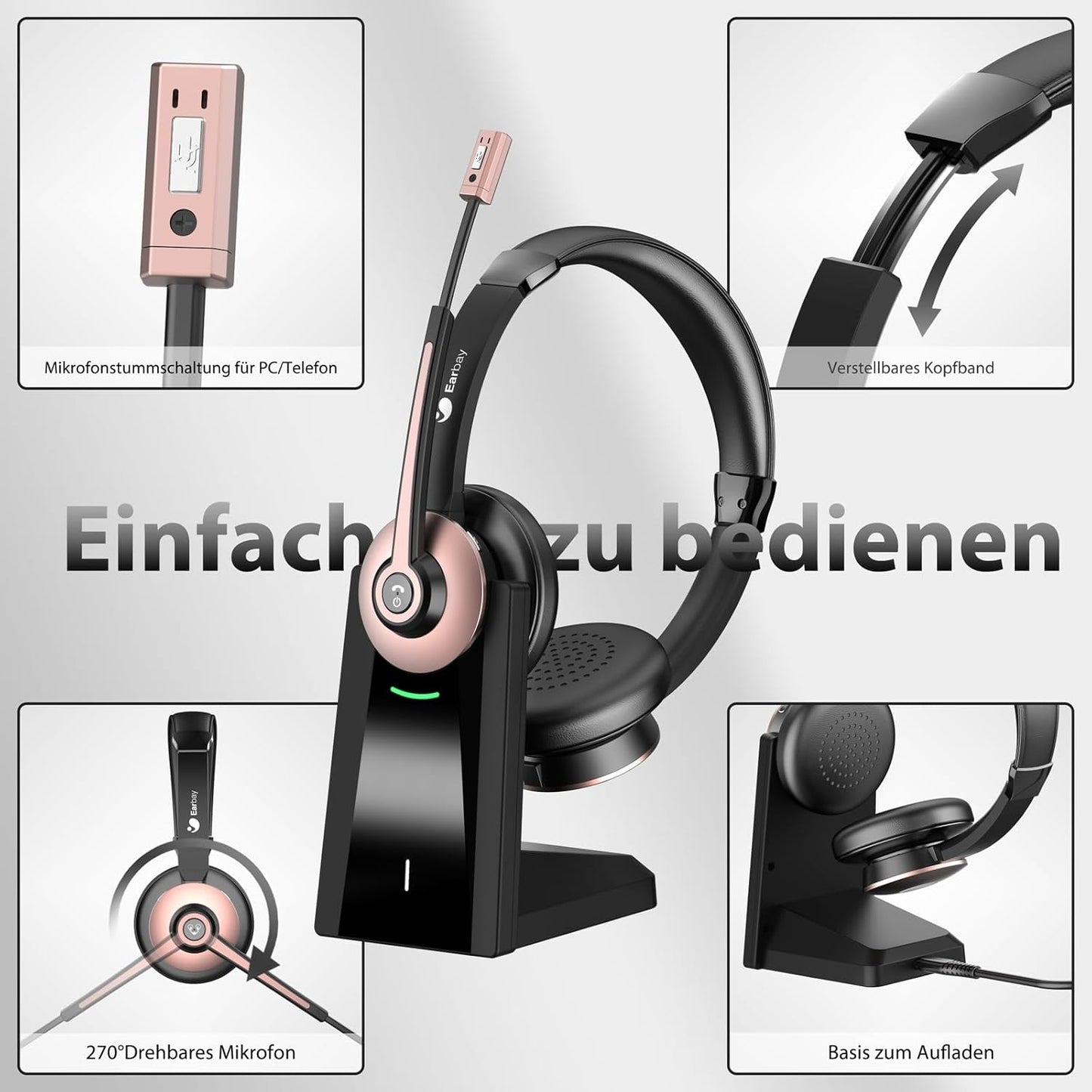 Bluetooth-Headset BT786CD mit Mikrofon & USB-Dongle