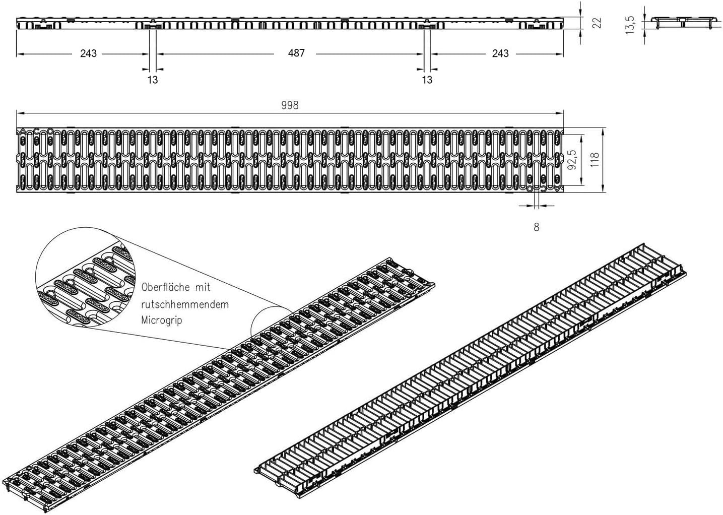 Stegrost mit Microgrip