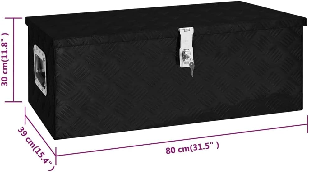 Aluminium-Aufbewahrungsbox (80 x 39 x 30 cm), 80 x 39 x 30 cm Schwarz