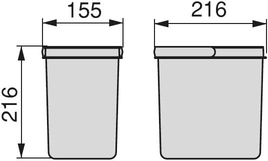 Abfallsammler, H 216 mm (2 x 7 L) Container
