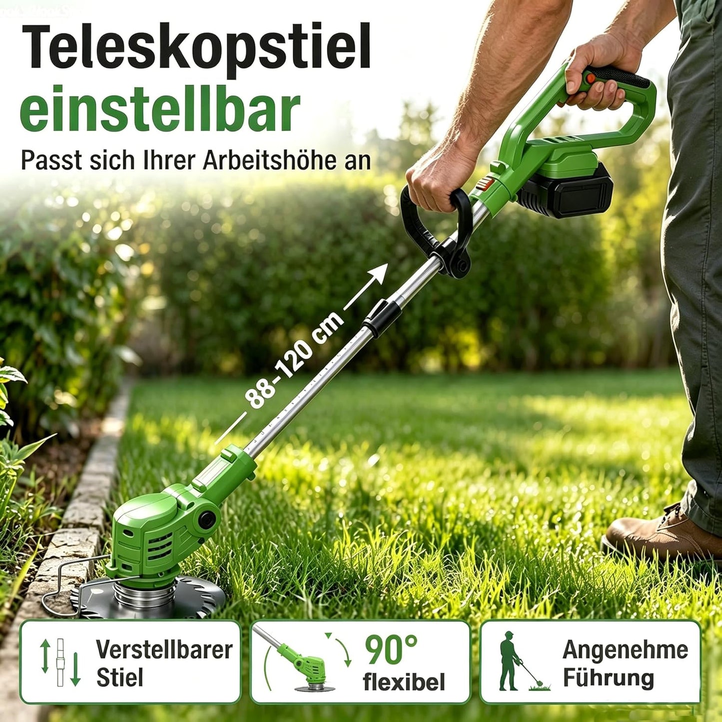 Akku-Rasentrimmer, Schwarz