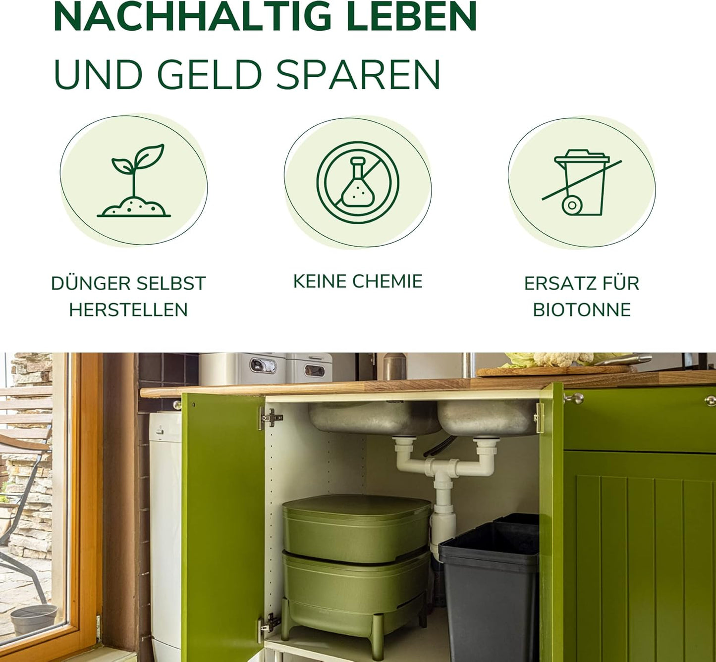Wurmkomposter, Komposter ohne Würmer Grün