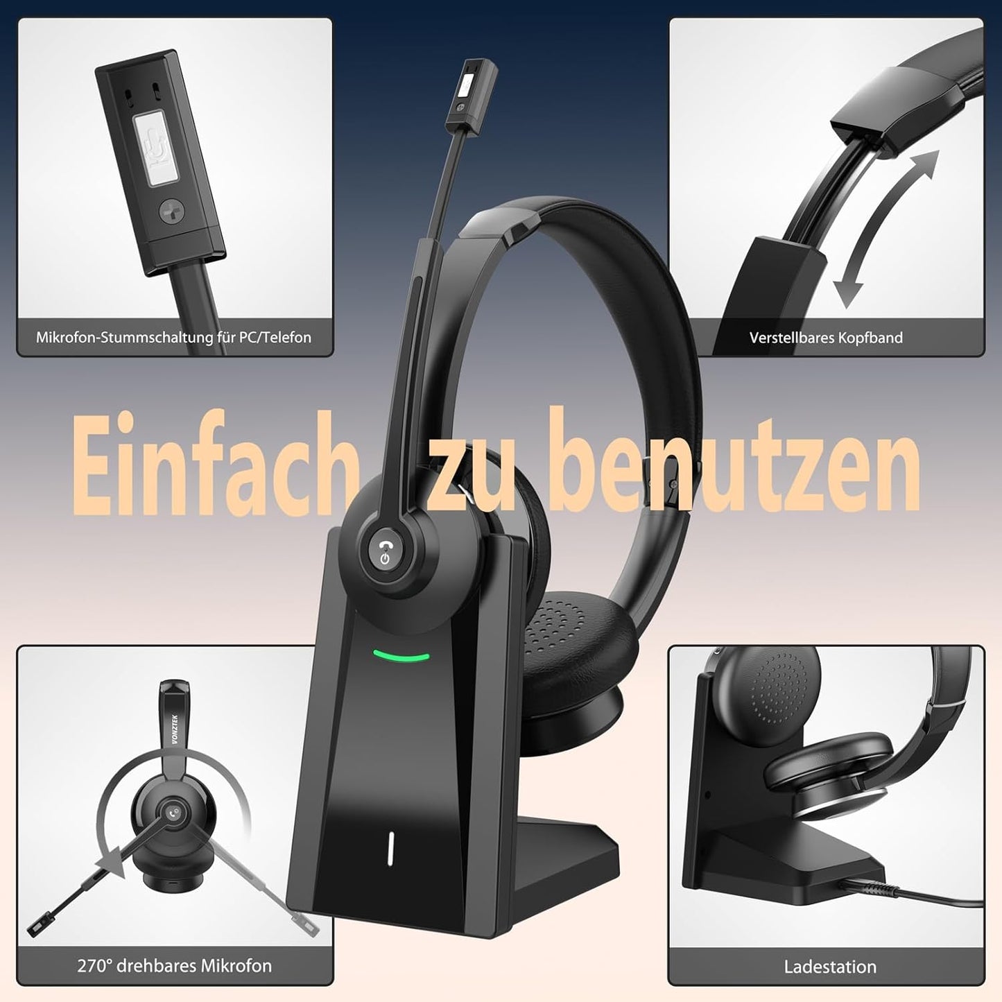 Bluetooth Headset mit Ladestation
