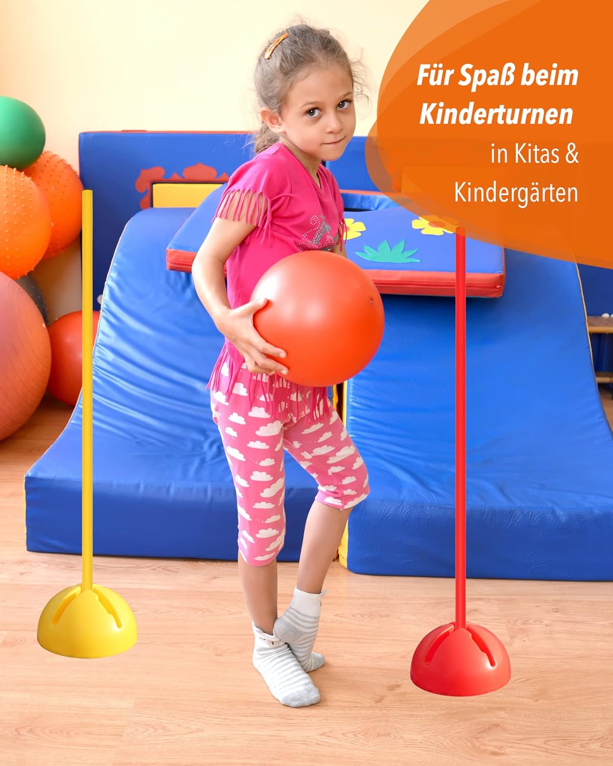 Kombistandfuss & Slalomstangen, 4-teilig, Rot