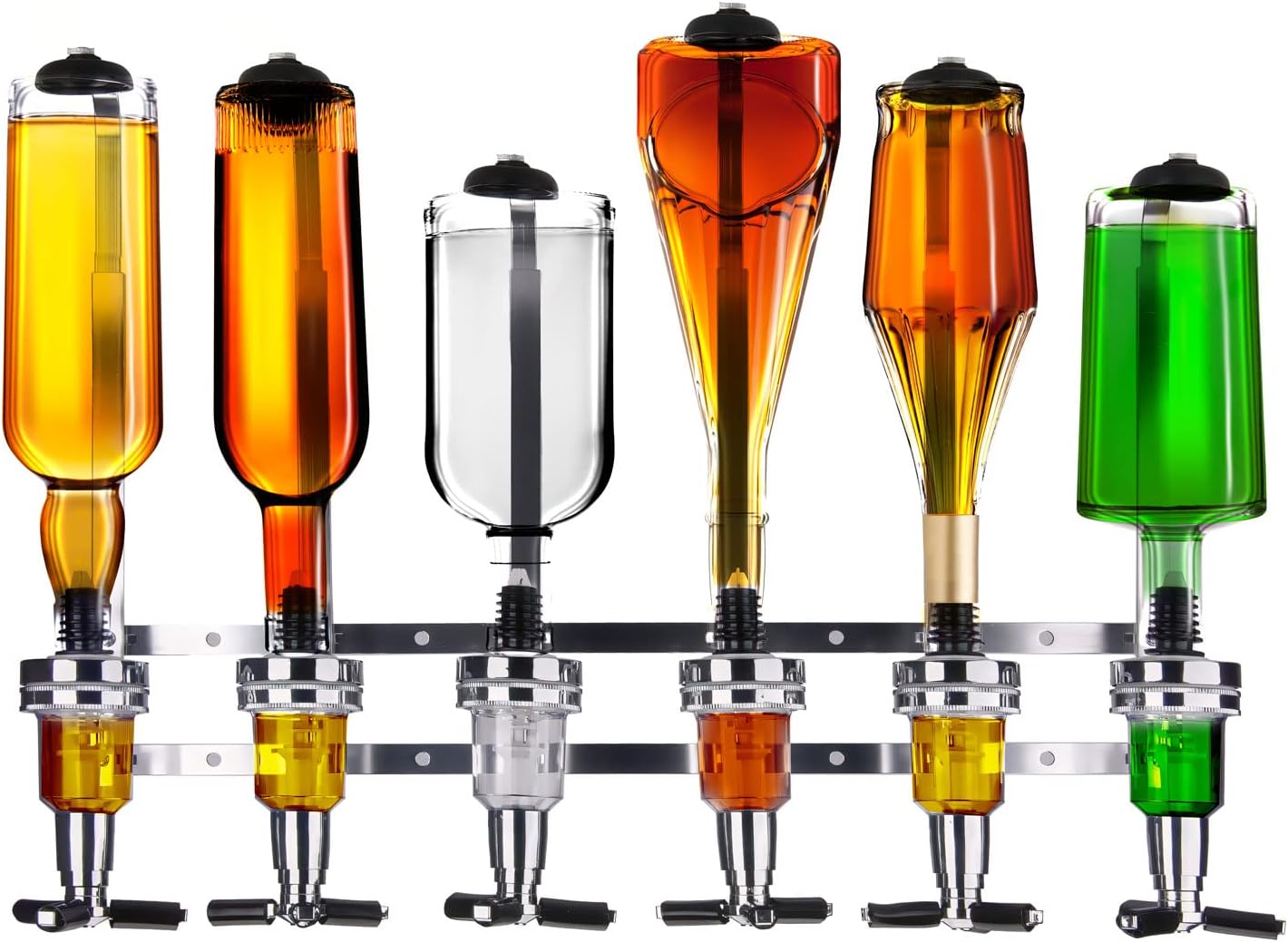 6-facher Flaschenhalter mit Dosierer für Wandmontage, 6-fach Halterung Wandmontage