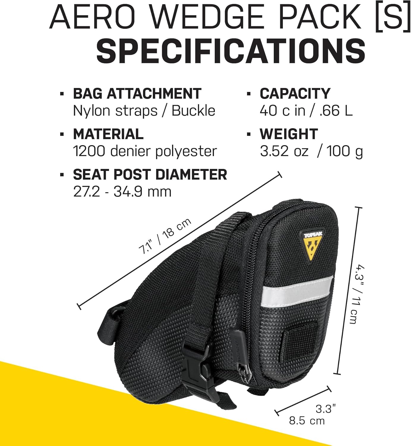 Aero Wedge Strap Satteltasche, 18 x 8.5 x 11 cm, 0.66 Liter Schwarz